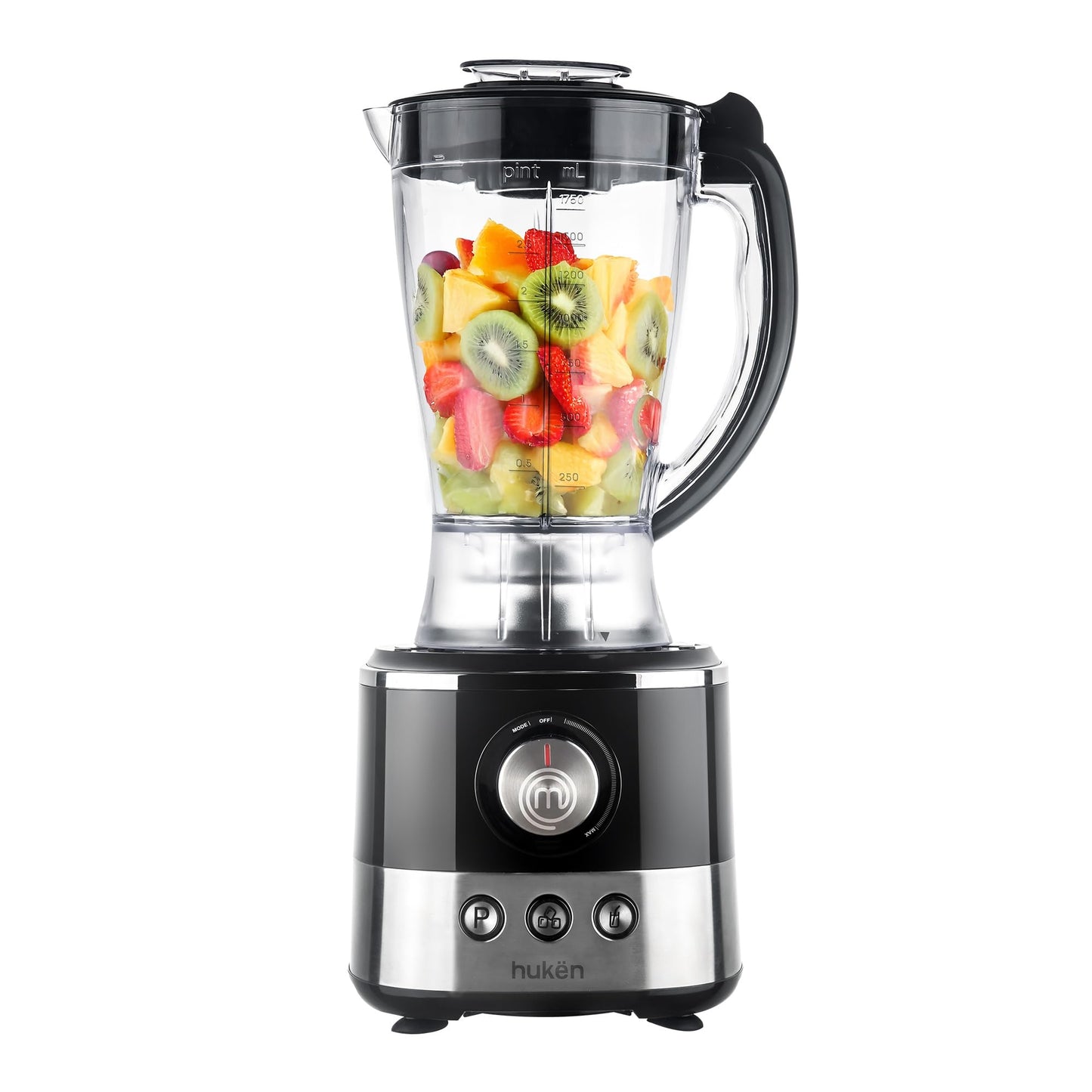 Hukën x MasterChef | Sistema de Cocina Chef Deluxe | 650W de Potencia | Más de 10 Accesorios para Licuar, Triturar, Rebanar y Más | Panel Digital | Acabados de Acero Inoxidable