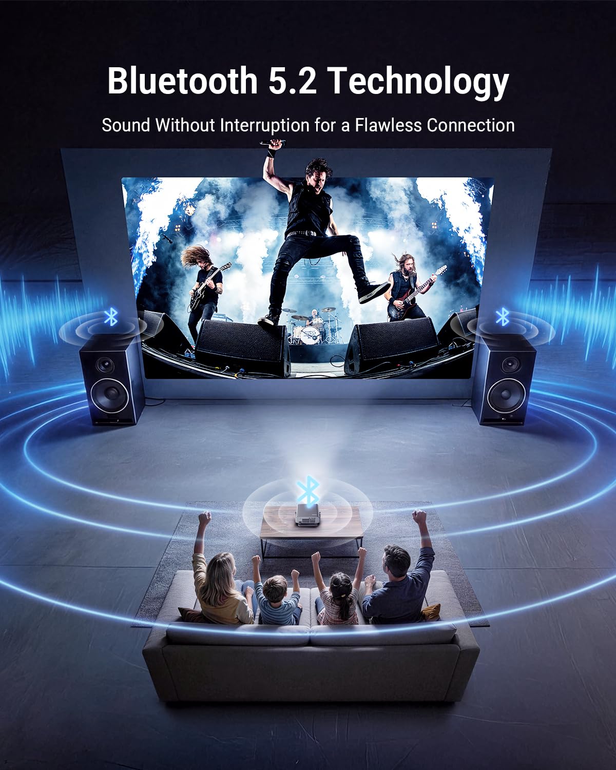 Proyector 4K [incluido con Google TV Stick], WiFi y Bluetooth, 3000 ANSI, Enfoque Automático y Tapa de Lente Automática, Proyector Portátil para Cine Interior y Exterior con Aplicaciones Integradas