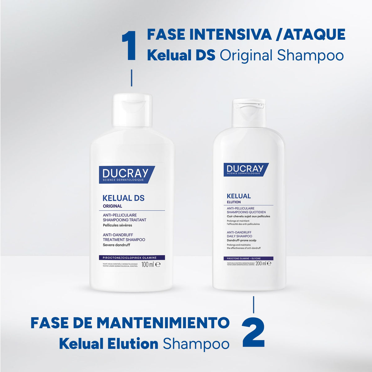 DUCRAY, Kelual Elution Shampoo Reequilibrante, Alternancia Anticaspa, Con Piroctona Olamina y Vitamina B5, 200ml