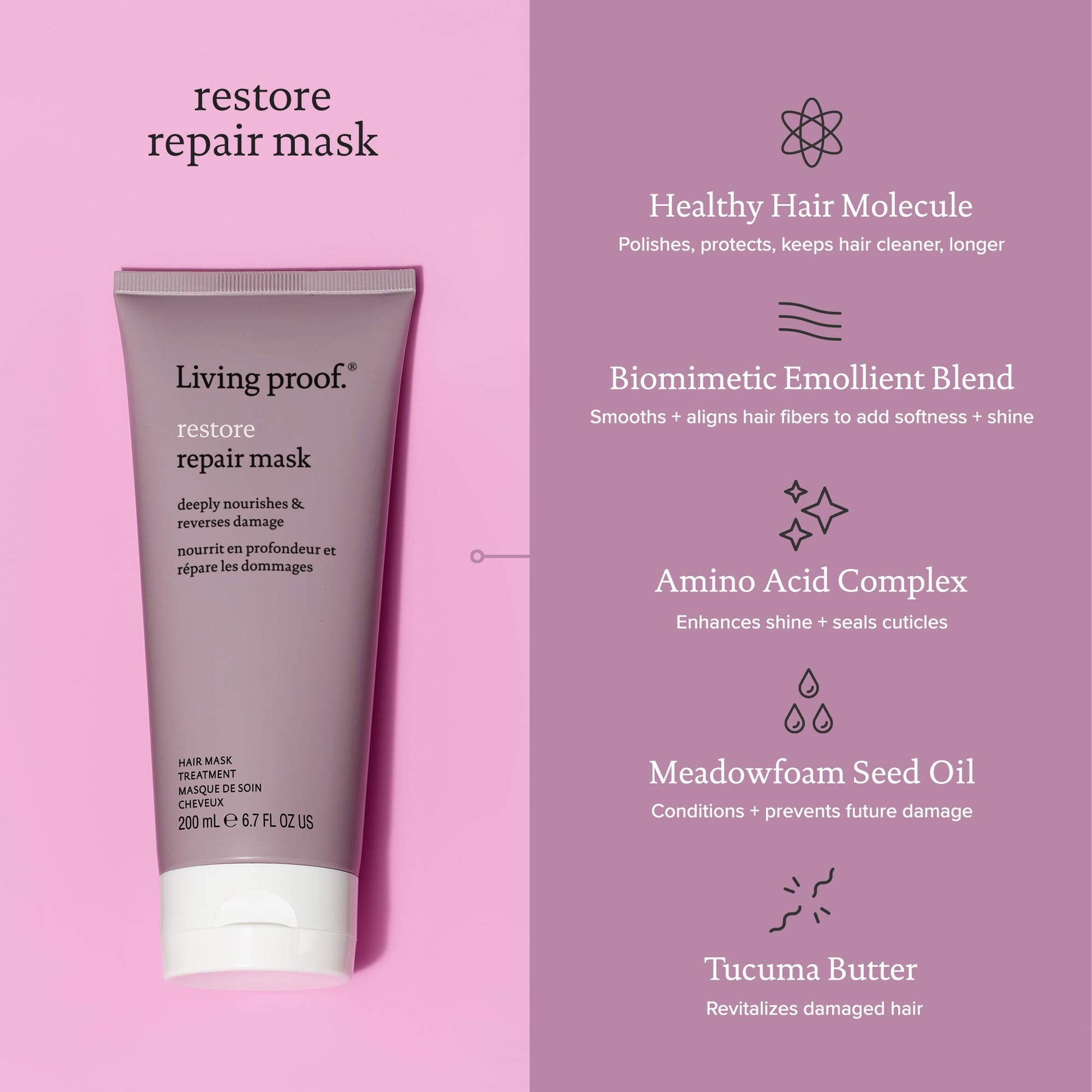 Living Proof máscara de reparación de restauración - 200 ml, 6.7 onzas líquidas