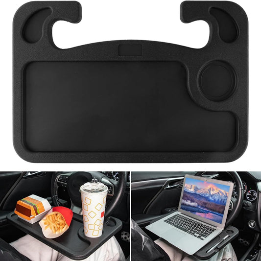 Bandeja para Volante de Coche Juzanl Negro con Portavasos Multifunciona