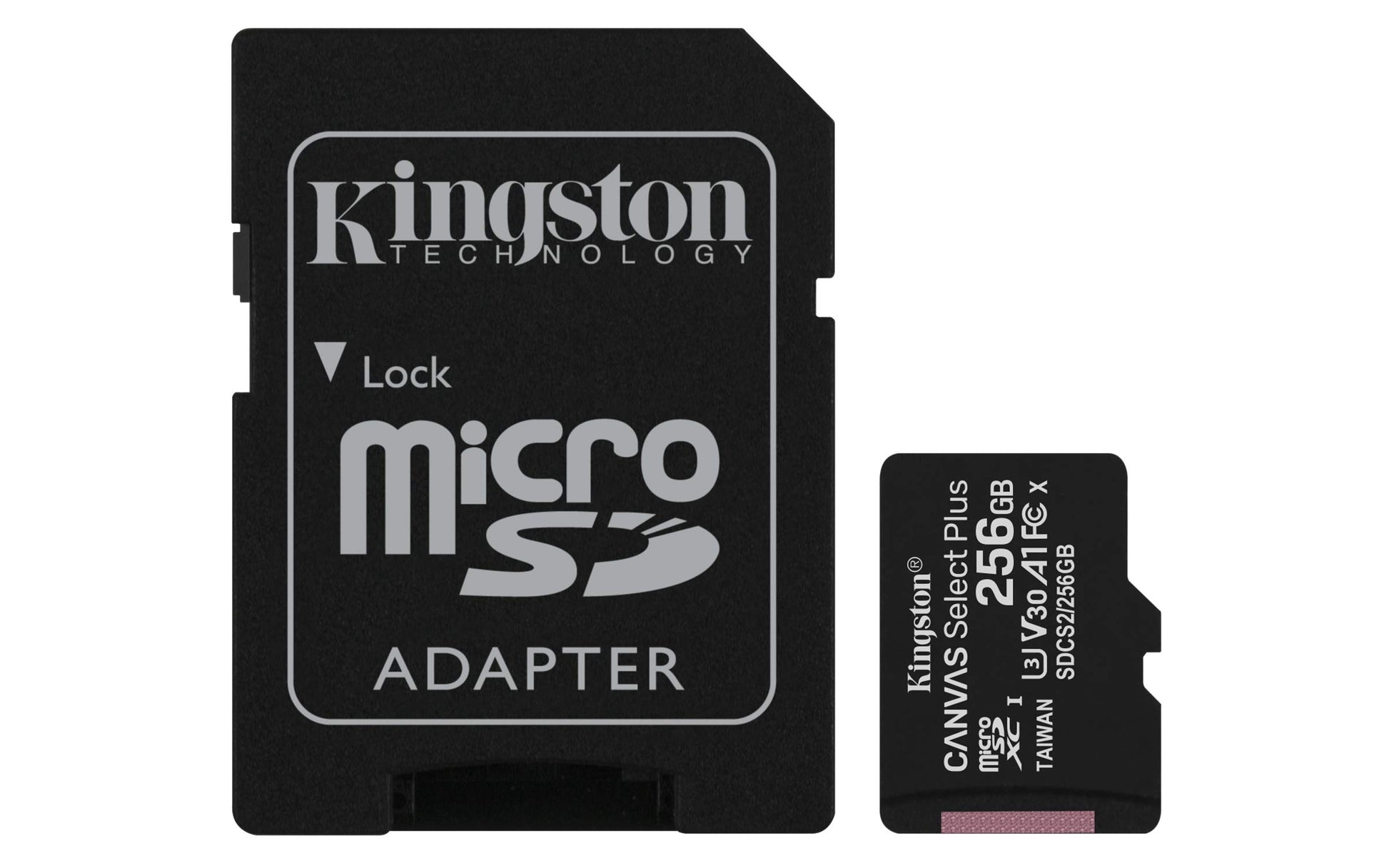 Kingston MicroSDXC Select Plus 256GB (Con Adaptador a SD) Clase 10, UHS-I, U3, V30 Lectura: 100MB/s y Escritura: 85MB/s (SDCS2/256GB)