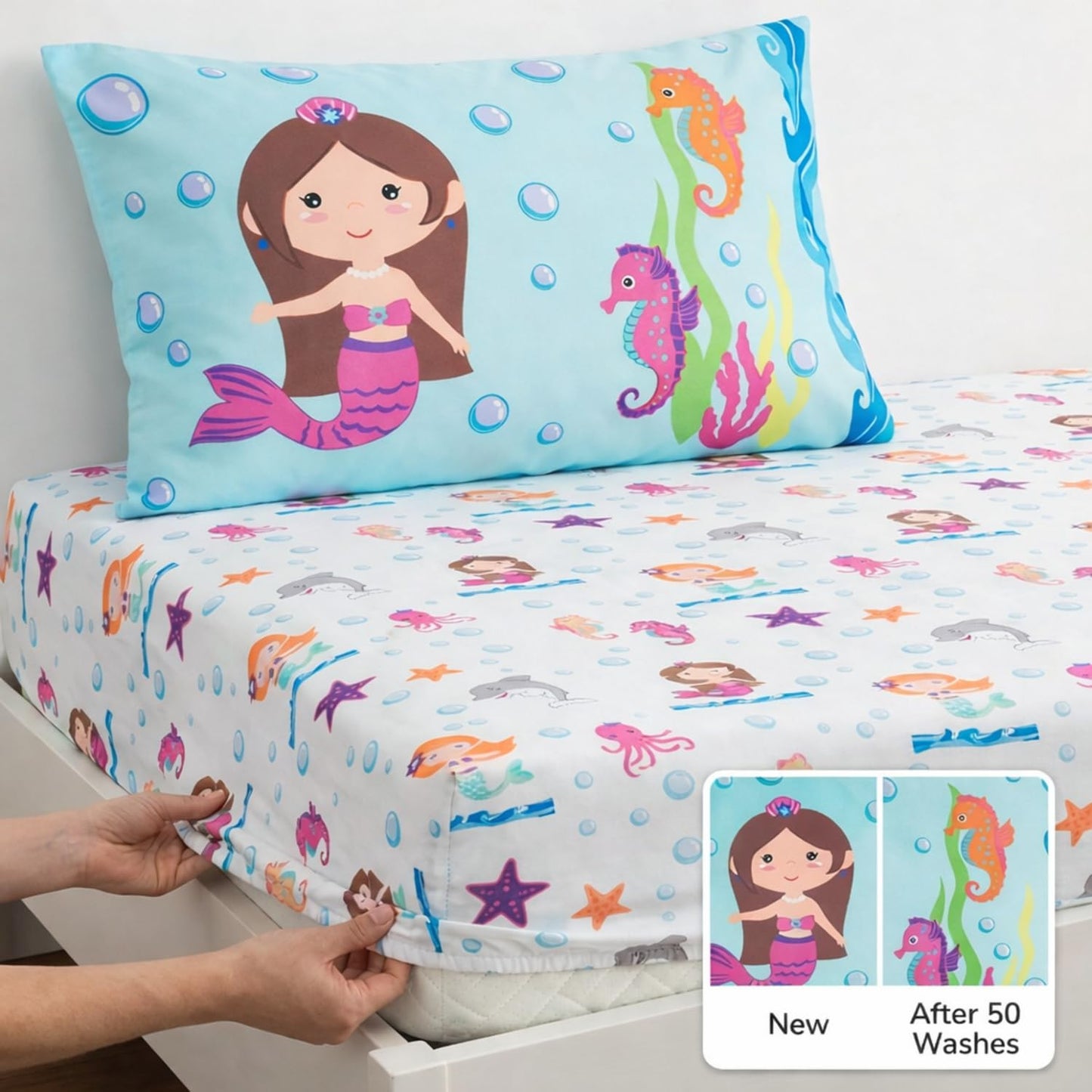 EVERYDAY KIDS Juego de sábanas y fundas de almohada para niños pequeños, juego de sábanas de microfibra suave y transpirable