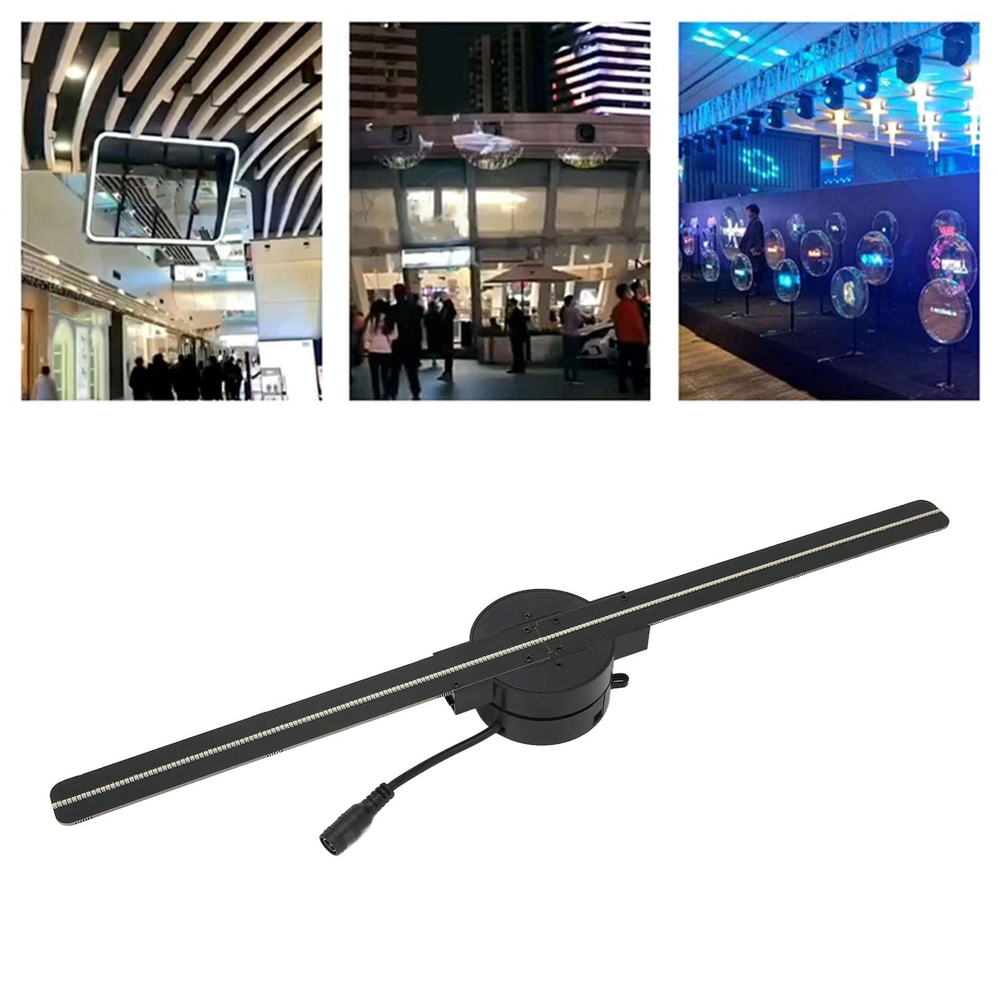 GOWENIC Ventilador de Holograma 3D, Pantalla de Publicidad de Proyector de Holograma WiFi 3D de 16,5 Pulgadas con Resolución de 2000x224 224 LED,para Tienda, Bar, Casino, Fiesta, Halloween