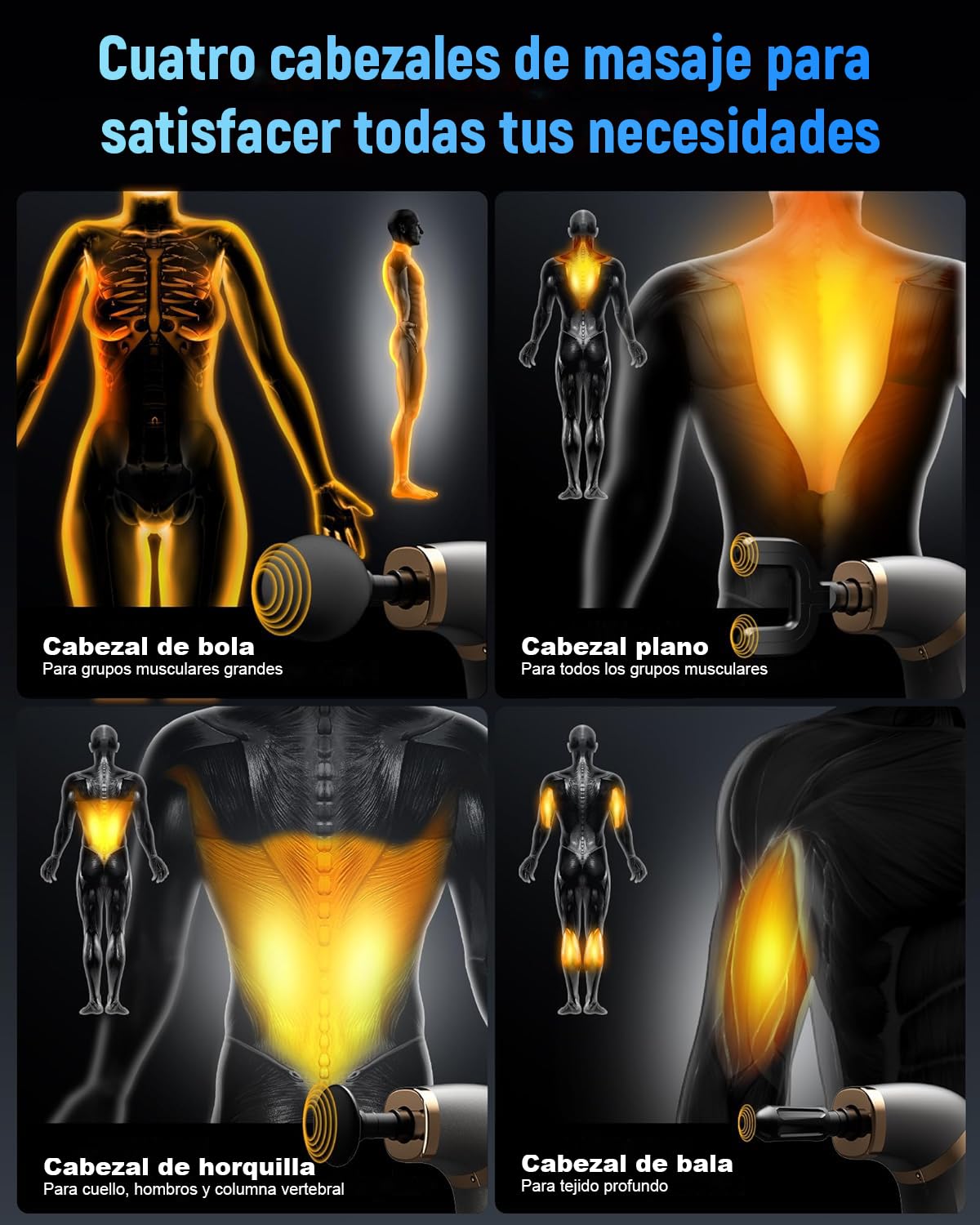 Masajeador de Espalda, Pistola de Masaje Muscular Portátil, Mini Pistola Masajeadora Muscular, Ajustable para Masaje de Tejido Profundo, Massage Gun para Fisioterapia y Relajación Muscular