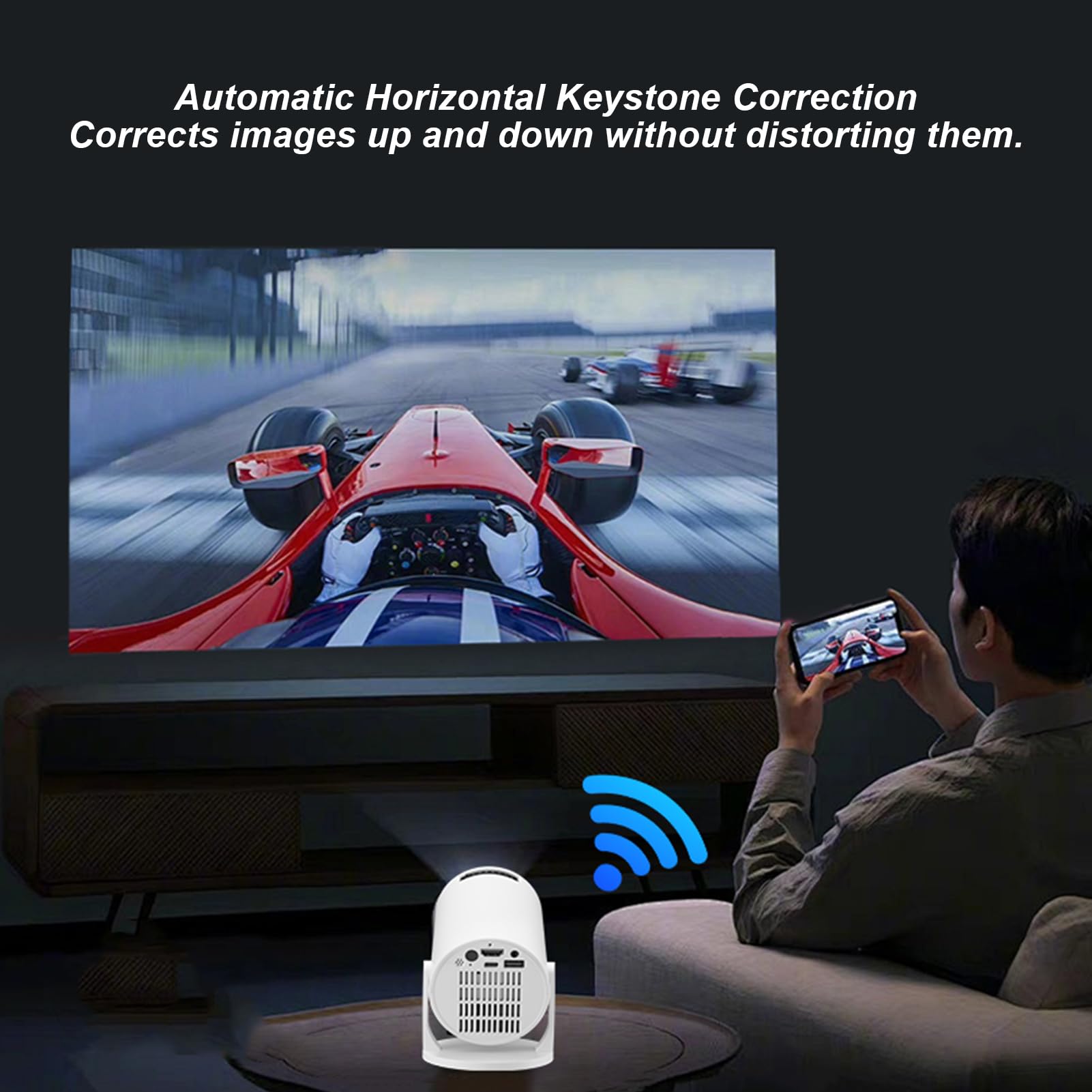 Proyector Portátil Yunir Full HD 1080P Rotación 270° Corrección Trapezoidal Automática Al Aire Libre