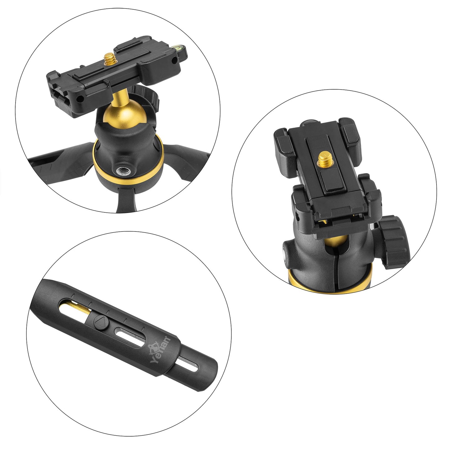 Trípode YEYIAN Glitnir Master Negro Ajustable a 5 Niveles con Cabeza de Bola de 360°