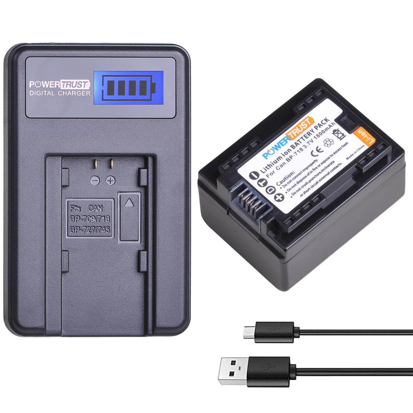 Batería y Cargador USB PowerTrust BP-718 para Canon HFR80 HFR800