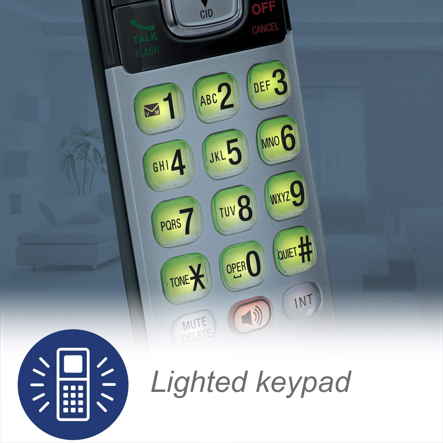 VTech - Teléfono DECT 6.0 con base para identificación de llamadas y llamada en espera, Plateado/Negro