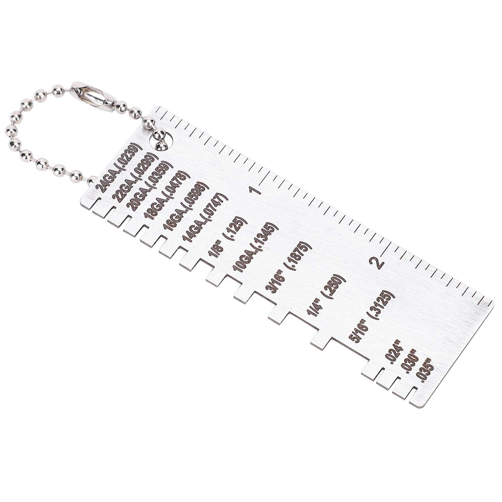 Jadeshay Medidor de Grosor de Hoja de Metal portátil, Medidor de Espesor de Alambre Hoja de Metal Acero Inoxidable Espesor Estándar Indicador de Metal Herramienta de Inspección Medidor de Soldadura