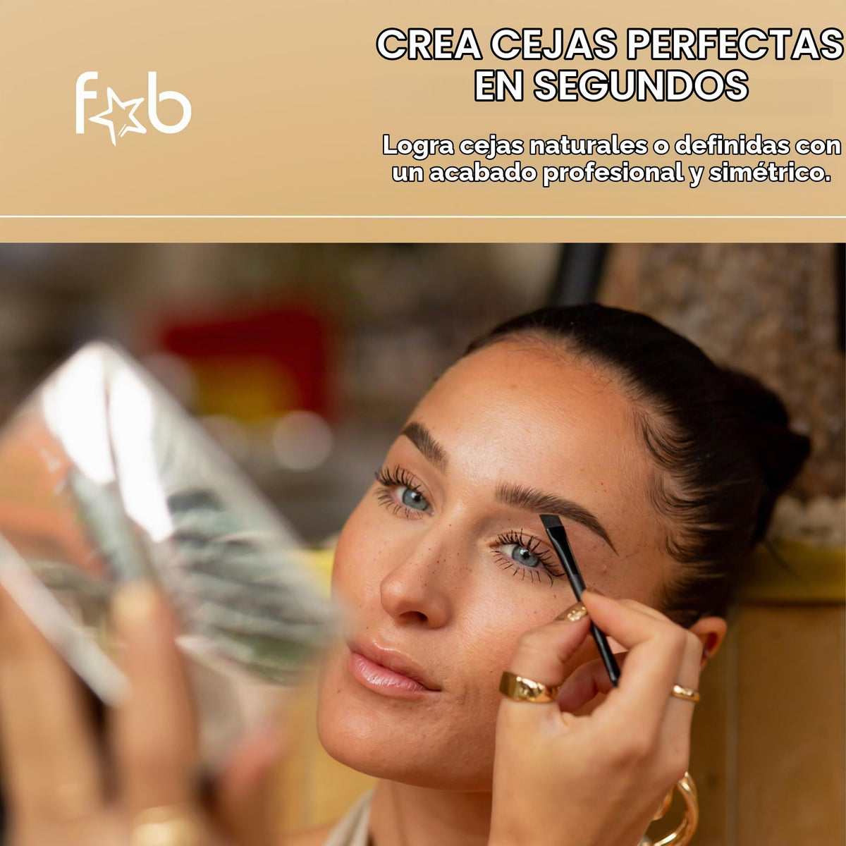 Kit Profesional para Cejas Fab Brows Duo – Polvo para Cejas Chocolate, Plantillas, Brocha y Espejo | Maquillaje de Cejas a Prueba de Agua y Larga Duración