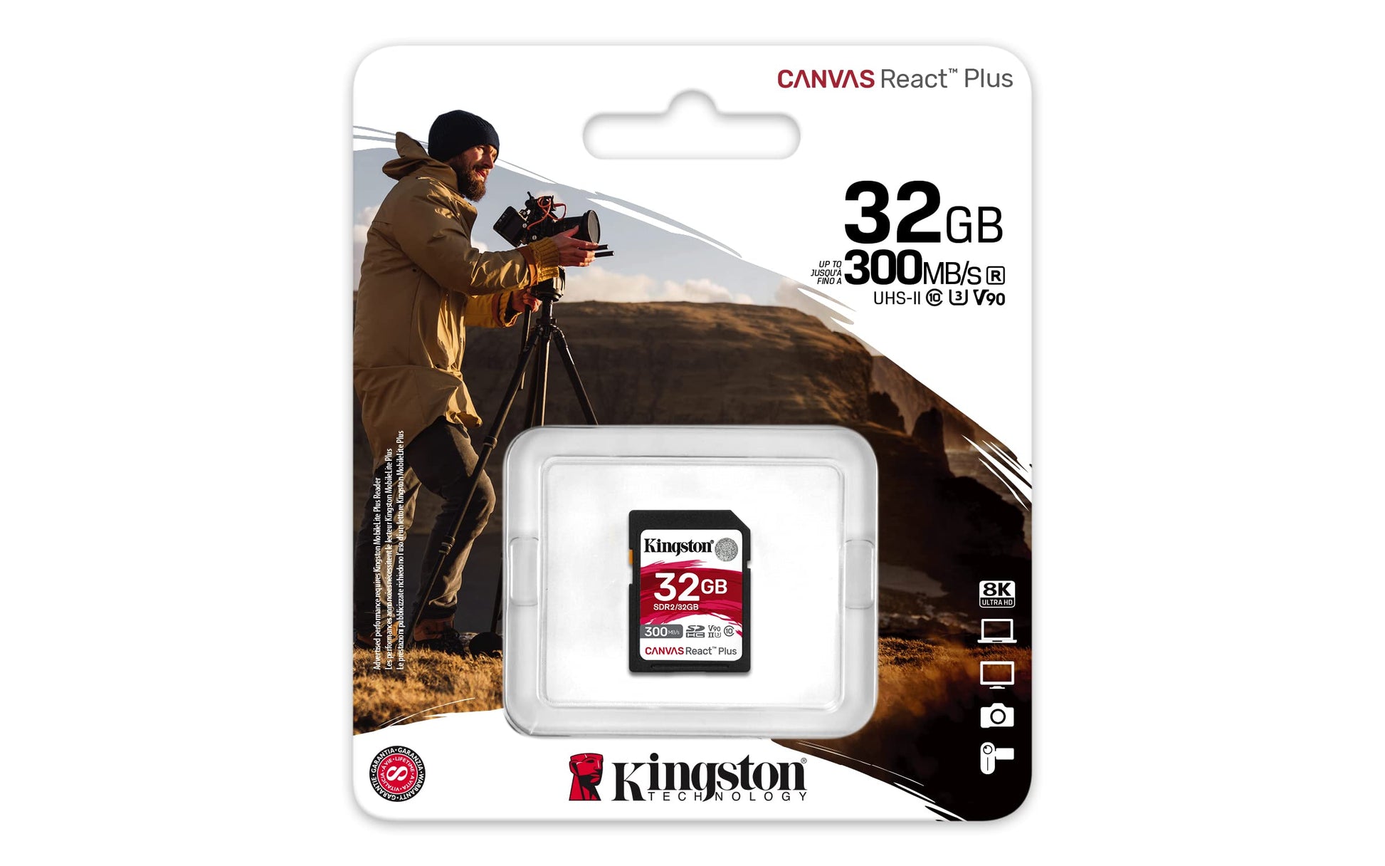 Kingston Memoria SD SDHC Canvas React Plus 300R UHS-II V90(SDR/32GB)