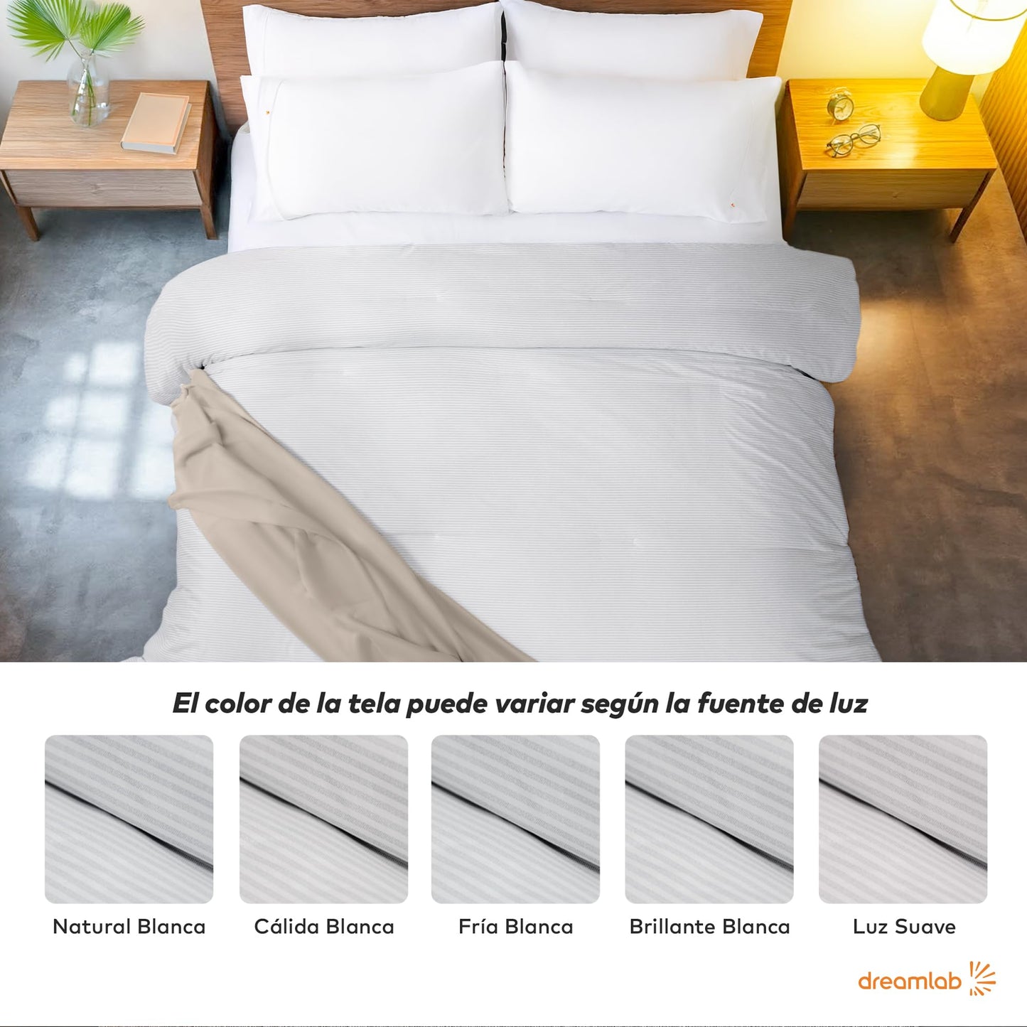 Edredón Dreamlab Rayas Gris Grafito Microfibras Hipoalergénico King Size para Toda Estación