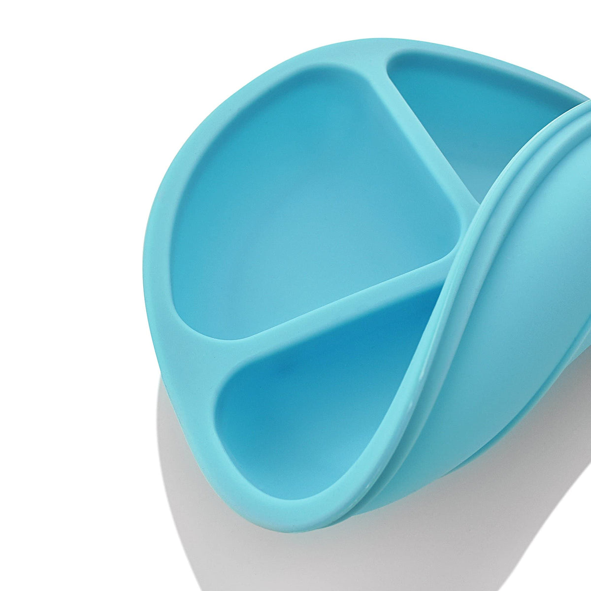 PandaEar Platos divididos de silicona irrompibles para bebés y niños pequeños, paquete de 3 unidades, antideslizantes, aptos para lavaplatos y microondas, silicona (azul, verde amarillo)