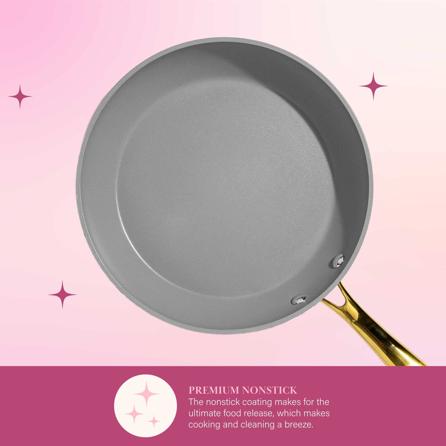 Juego de Utensilios de Cocina Paris Hilton Rosa con Tapa Sólida y Asas Doradas, 10 Piezas