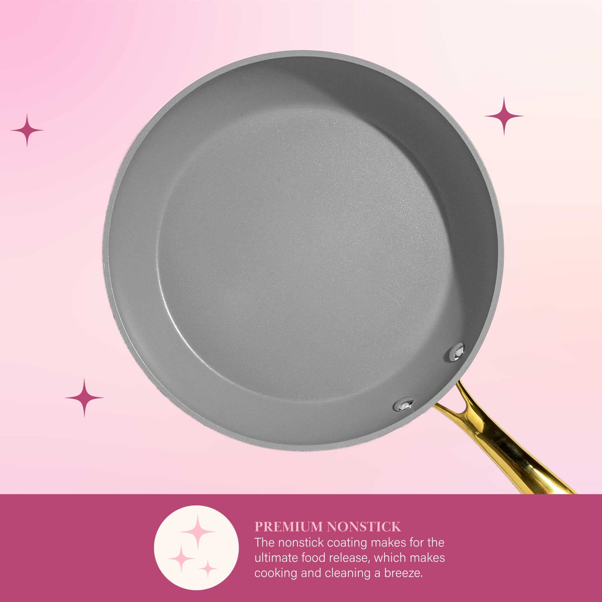 Juego de Utensilios de Cocina Paris Hilton Rosa con Tapa Sólida y Asas Doradas, 10 Piezas