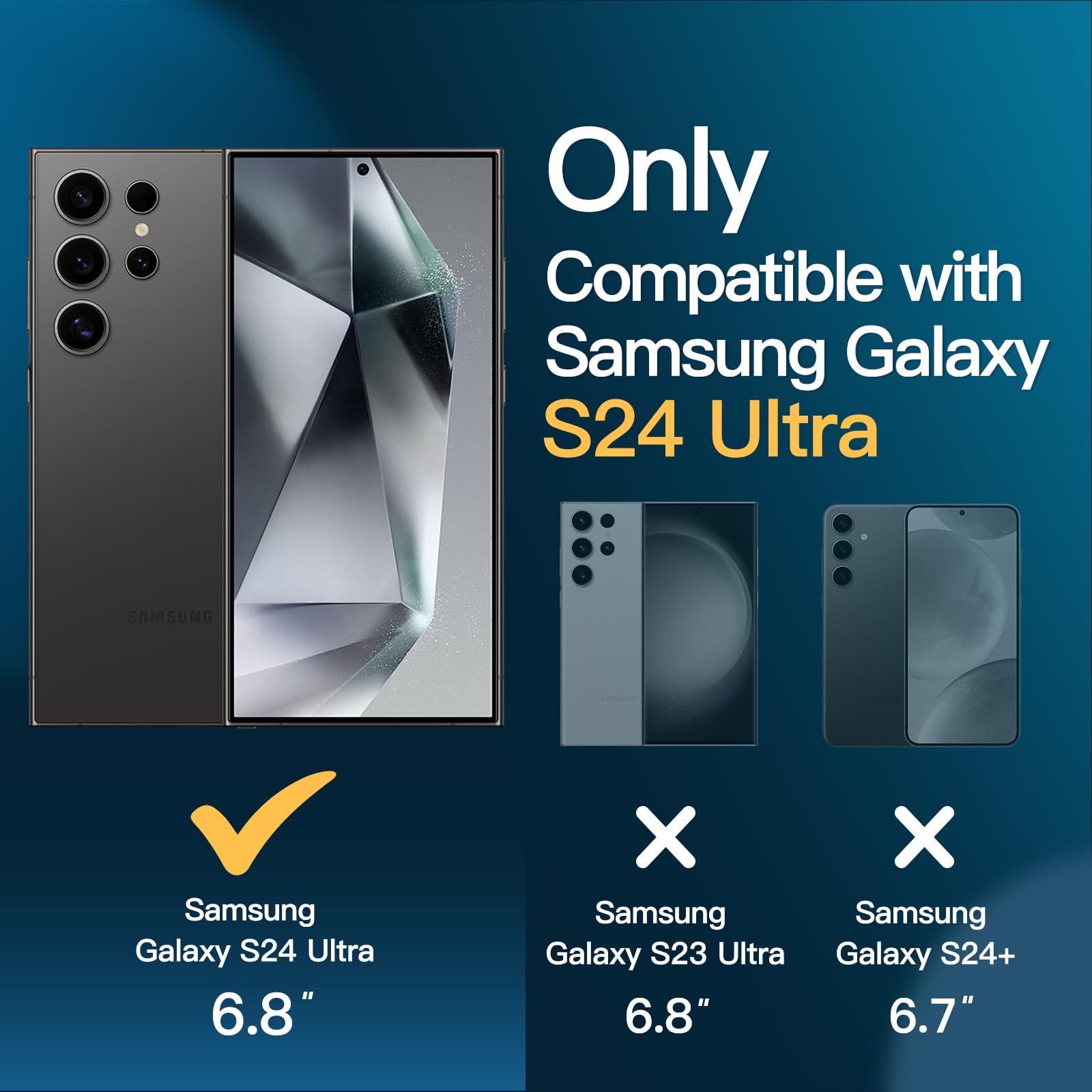 JETech 5 en 1 Funda Mate para Samsung Galaxy S24 Ultra 5G con 2 Protector Pantalla y 2 Protector Lente Cámara, Carcasa Trasera Protectora Translúcida, Cristal Vidrio Templado (Negro)