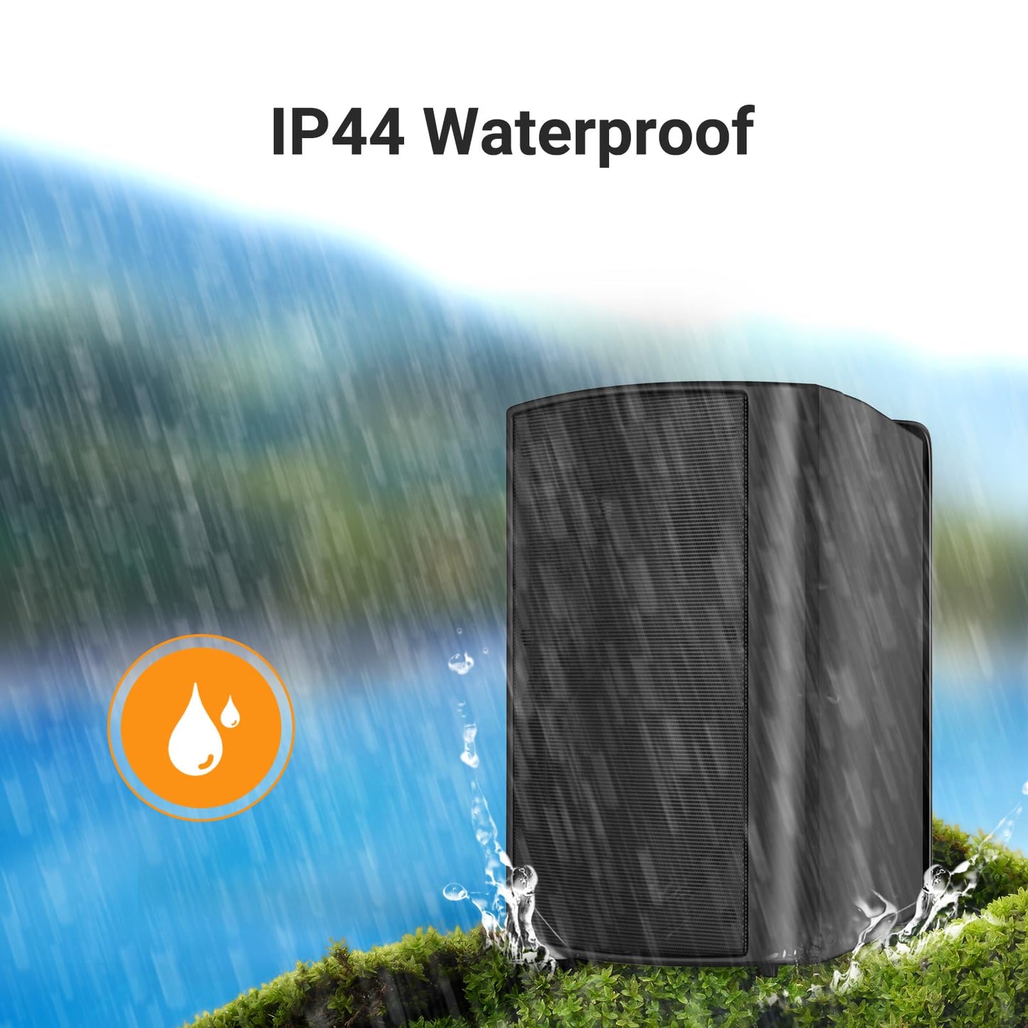 STUDIOFINIX Altavoces de Pared de 6,5 Pulgadas, Sistema de Altavoces pasivos para Exteriores de 400W/par, Material ABS Resistente para el Patio, el Garaje y la Piscina (Negro)