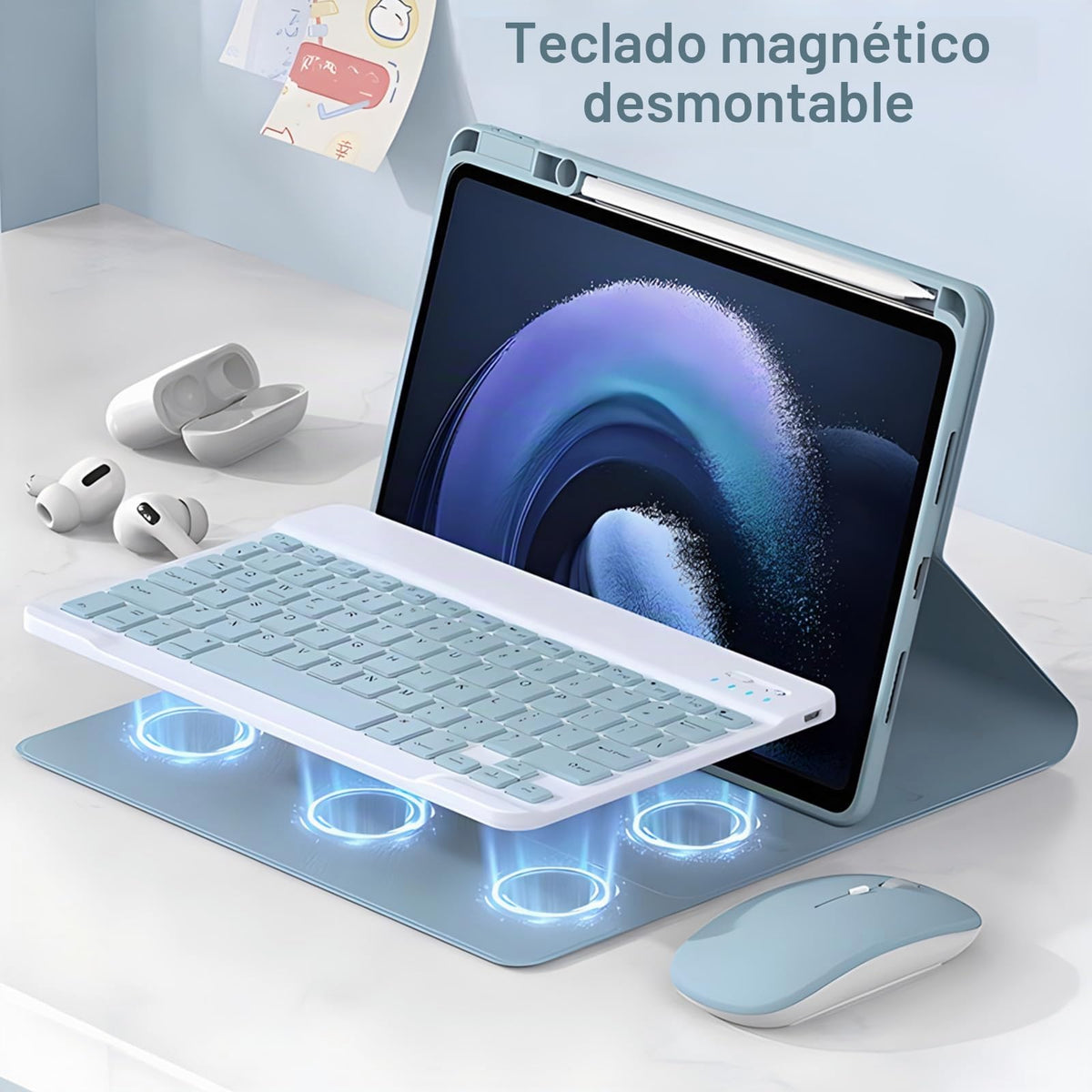 Funda con Teclado GYSDCAZ Huawei Matepad SE 11 Pulgadas Black Retroiluminado con Ñ y Ratón Inalámbrico Desmontable
