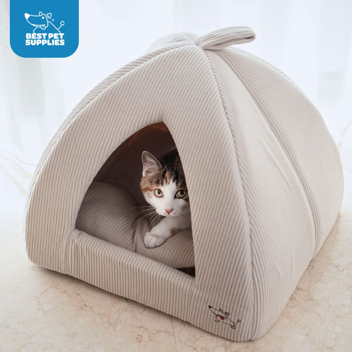 Best Pet Supplies - Cama para tienda de campaña, beige (Corduroy Beige), Medium (16" x 16")