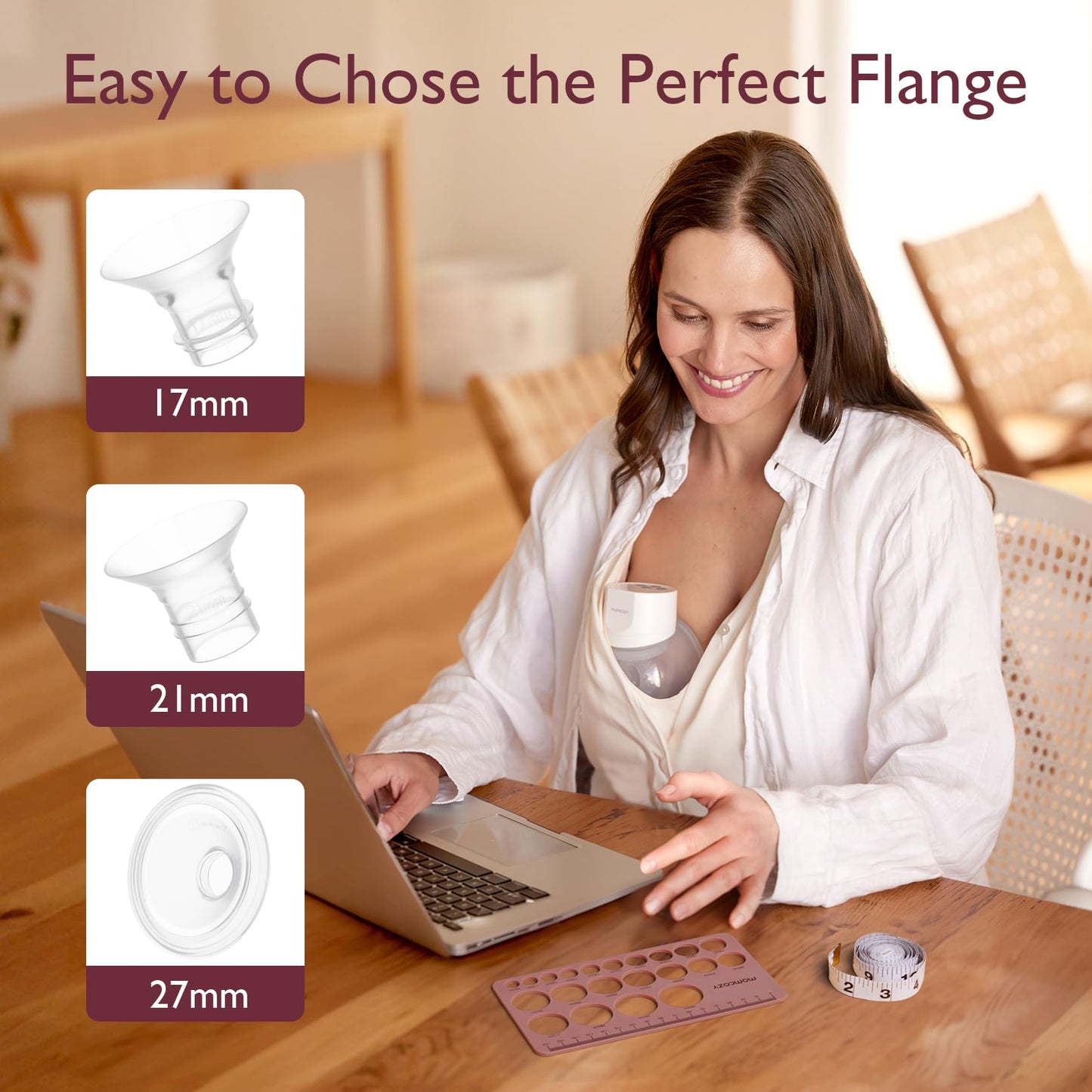 Momcozy - Regla de pezón para tamaño de brida, herramienta de medición de silicona suave y flexible para tamaño de extractor de leche, compatible con Momcozy Medela, Spectra, Lansinoh, fácil de usar