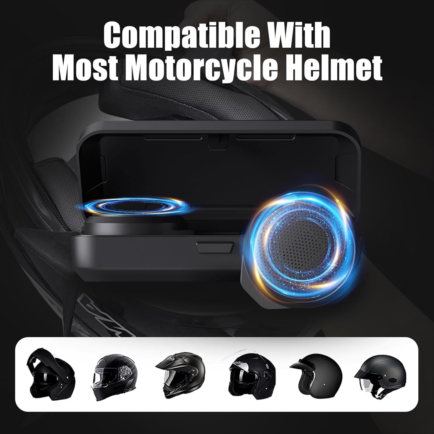 OBEST Auricular Bluetooth para Motocicleta, Altavoz Bluetooth para Casco con Pantalla LED, Impermeable Auriculares Bluetooth inalámbricos para Esquiar, 1900mAh, Micrófono Integrado para Llamadas