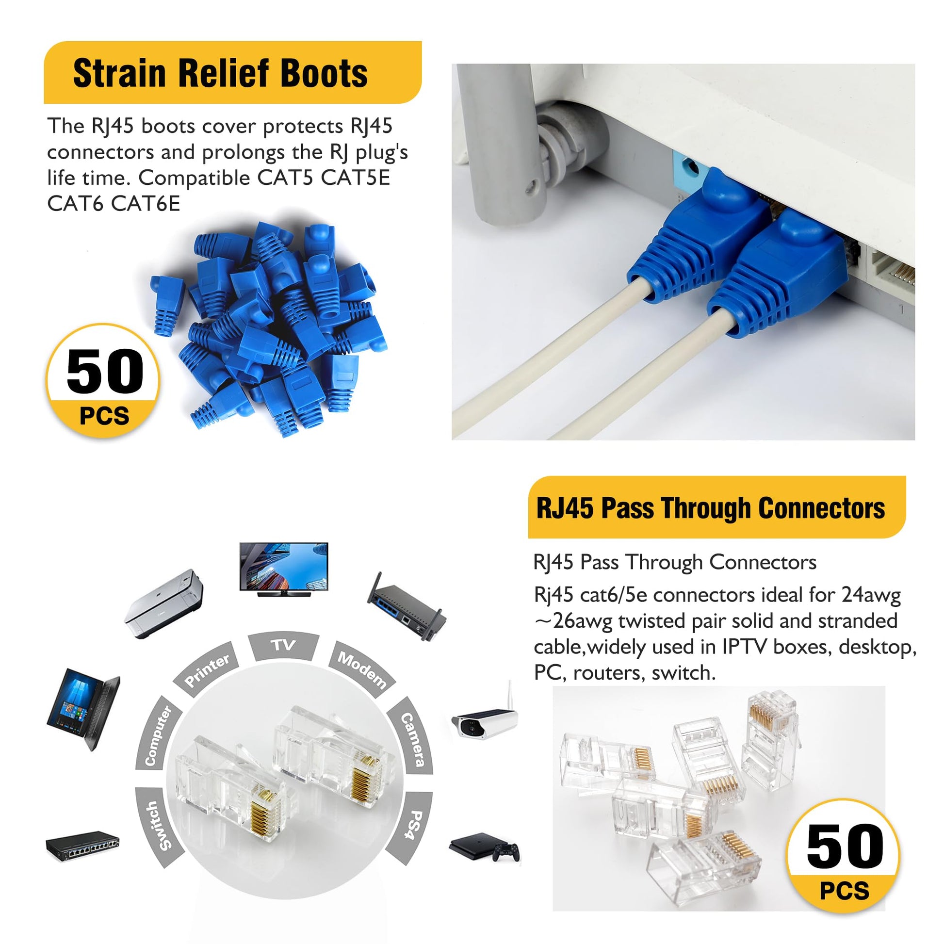 Kit de Herramientas de Crimpado Wakhow Negro con Probador y Accesorios para Ethernet Cat5 Cat6 Cat7