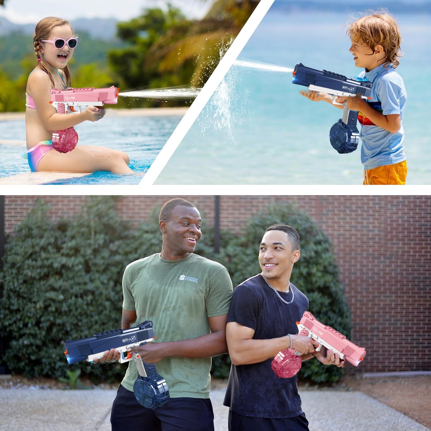 KOMPORY Pistola de Agua eléctrica,Pistola de Agua Recargable Eléctrica para Niños Adultos,para Verano Playa y Piscina Juguete de Agua,Tanque de Agua de Gran Capacidad,Alcance de hasta 2-3m