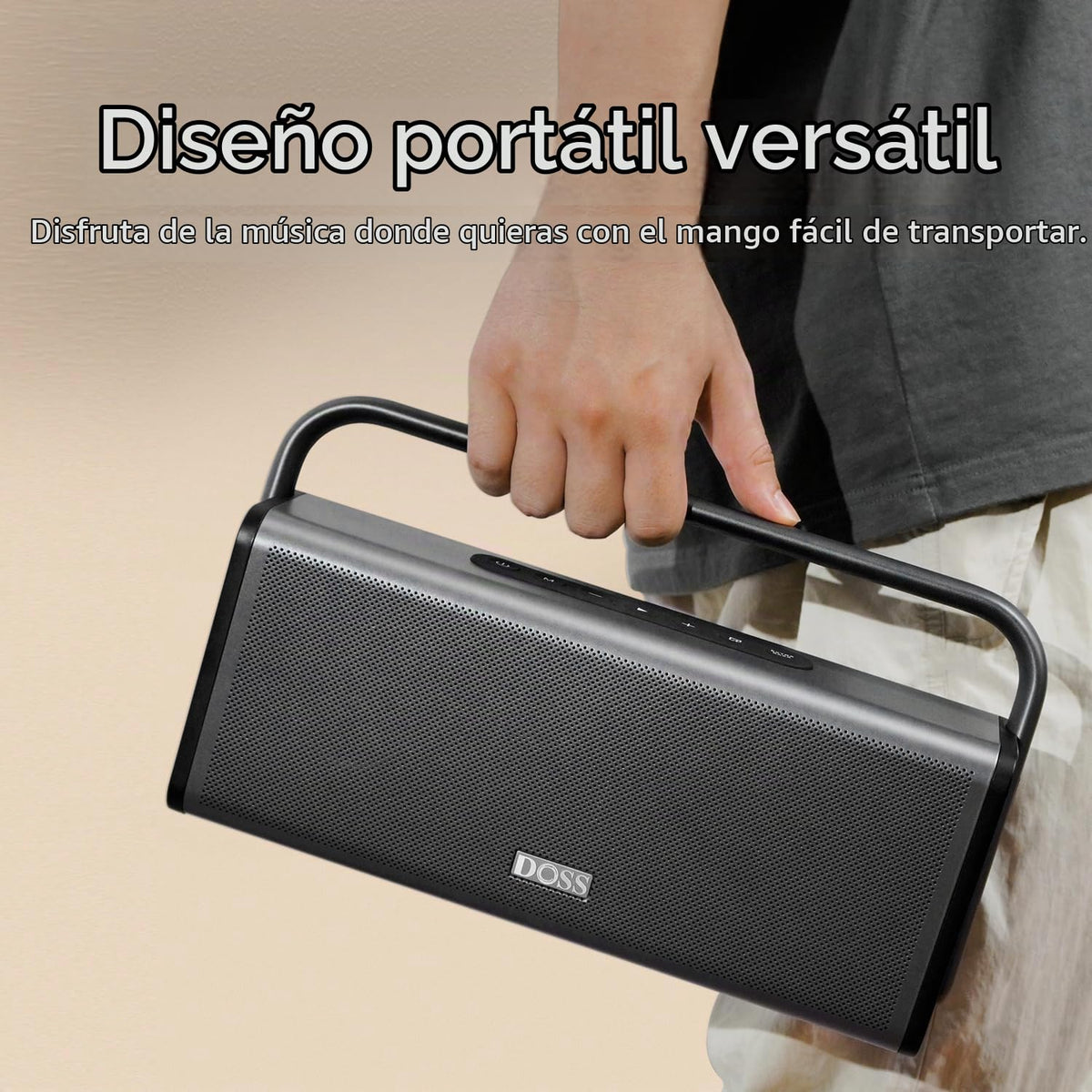 Altavoz Bluetooth DOSS SoundBox XL Pro Negro con Sonido Estéreo Potente y Graves Extra