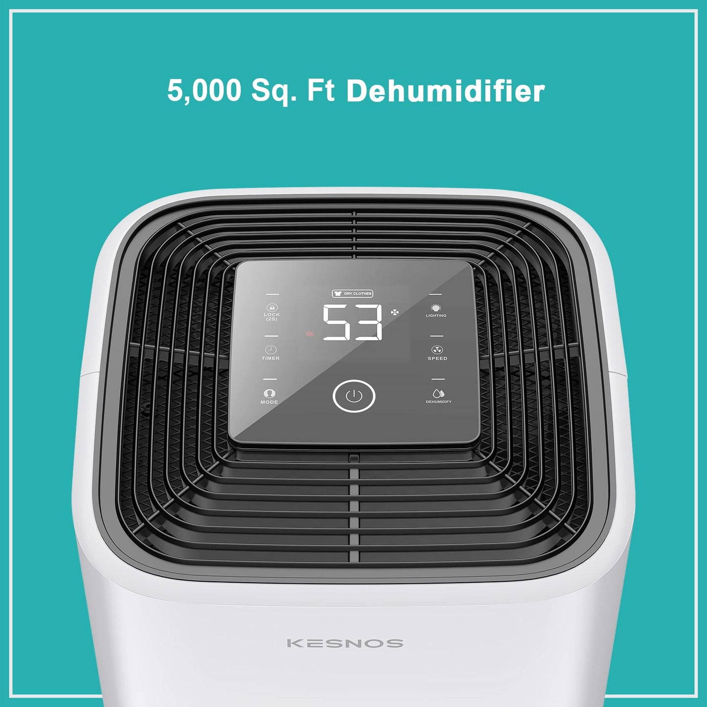 Kesnos Deshumidificador grande de 5000 pies cuadrados para el hogar con manguera de drenaje y tanque de agua de 1.18 galones, control táctil inteligente y temporizador de bajo ruido, temporizador de 24 horas, ideal para sótanos, dormitorios, baños, lavand