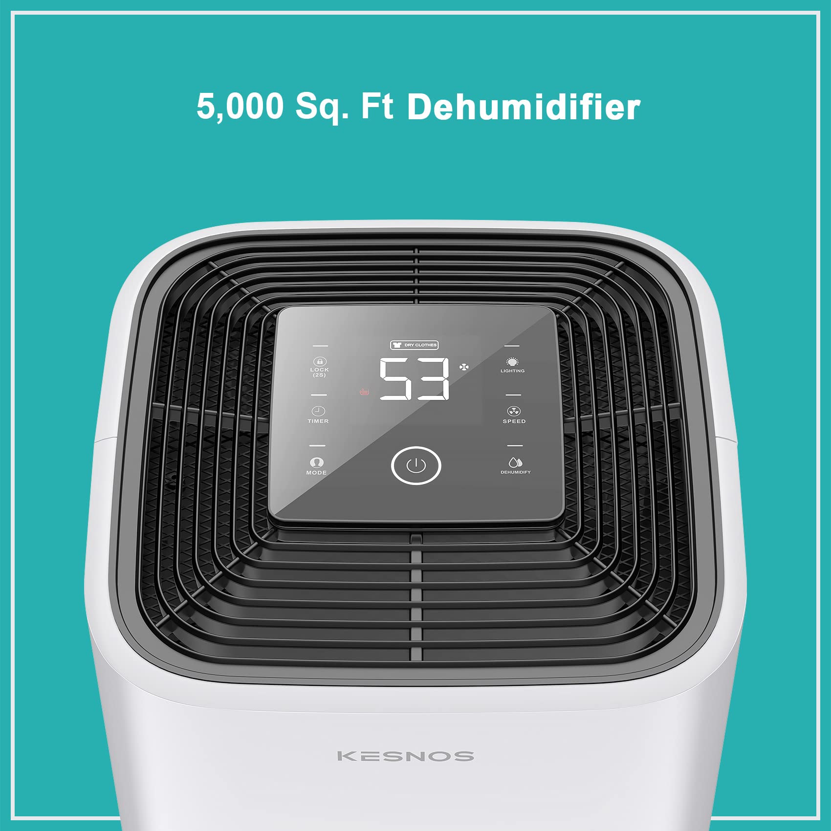 Kesnos Deshumidificador grande de 5000 pies cuadrados para el hogar con manguera de drenaje y tanque de agua de 1.18 galones, control táctil inteligente y temporizador de bajo ruido, temporizador de 24 horas, ideal para sótanos, dormitorios, baños, lavand