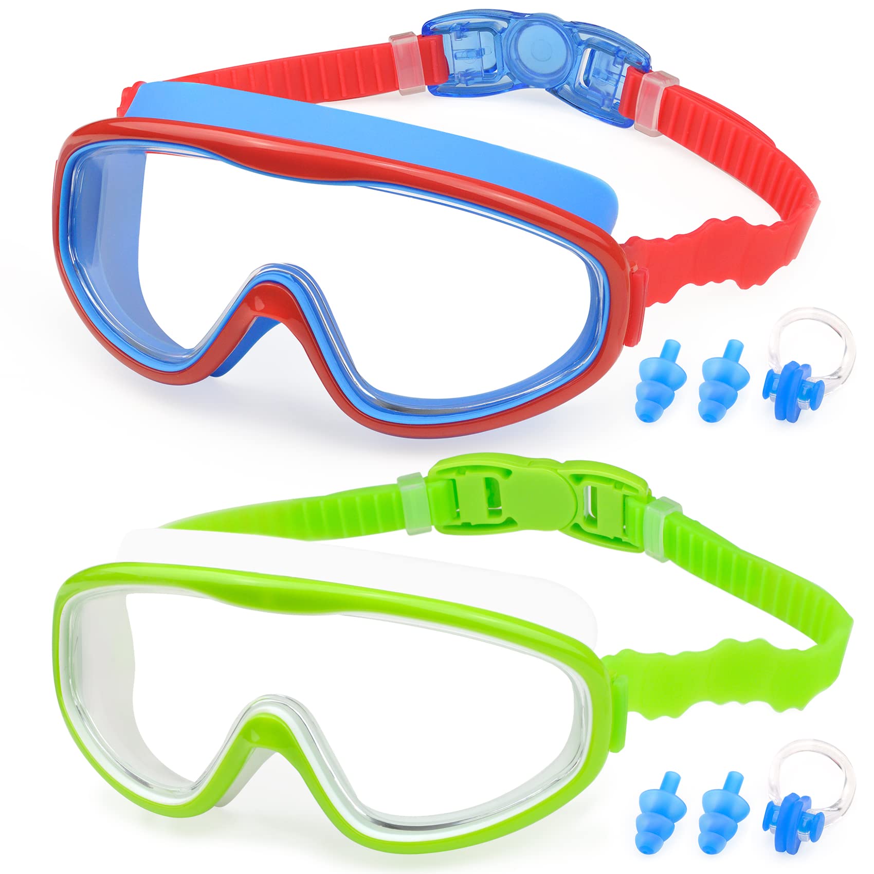 Gafas de Natación KAILIMENG Rojo Azul Verde Antiniebla Protección UV para Niños