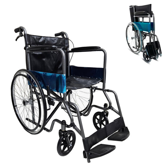 Silla de Ruedas Seven Mine Negra Asiento Ancho Adultos Mayores Confort Máximo