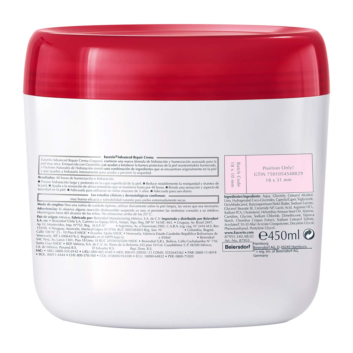Eucerin Crema facial hidratante noche anti manchas Anti Pigment, 50ml + Crema Intensiva Ph5 Advanced Repair, 450 Ml, color, 450 ml, pack of/paquete de