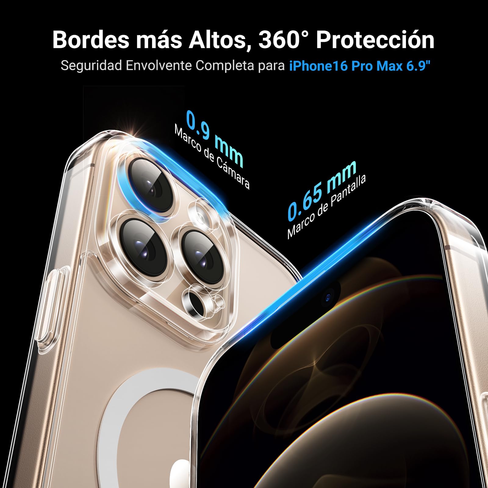 Funda iPhone 16 Pro MAX UGREEN Magnético Azul Anti-Amarillo con Protección de Lente y Caídas