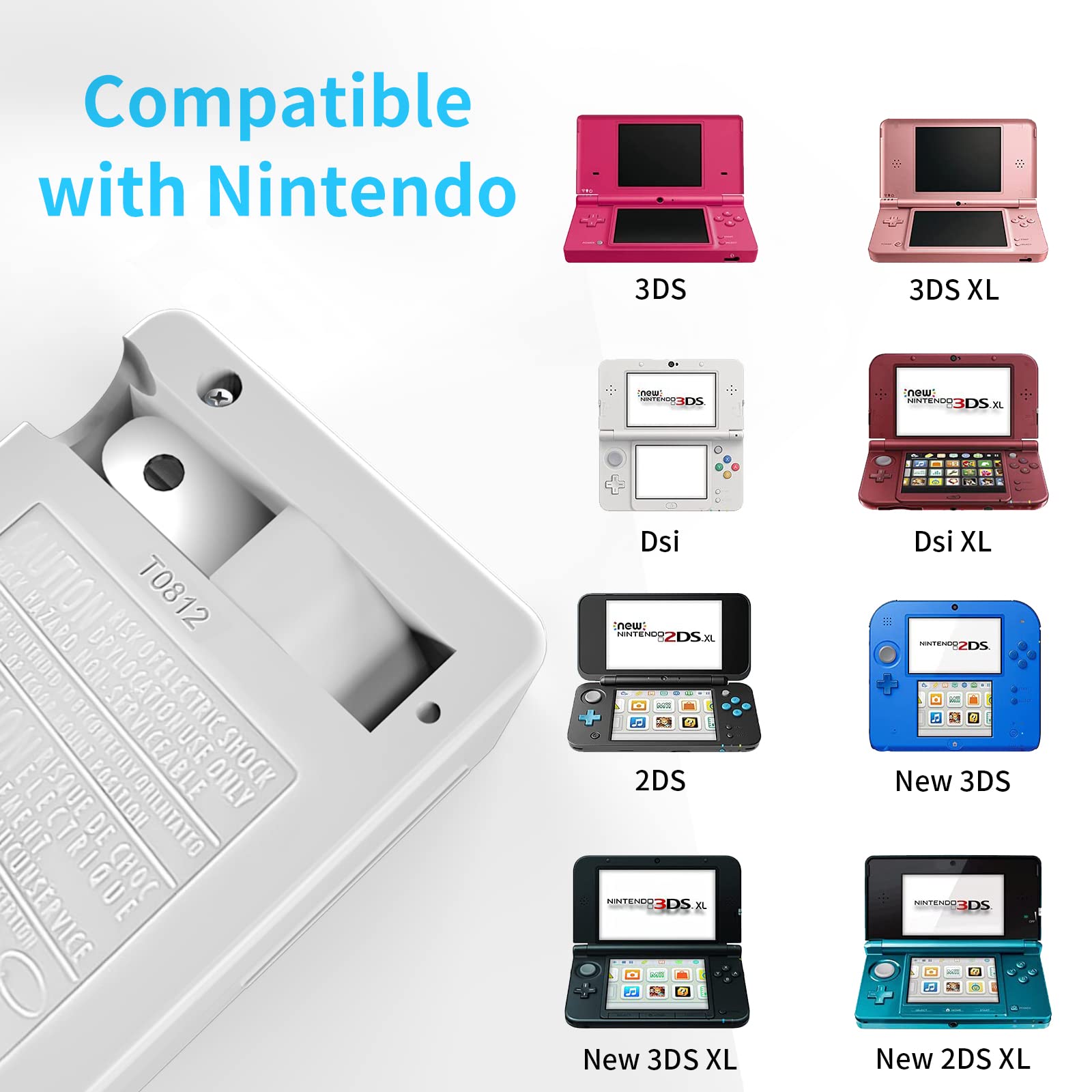 Adaptador de Corriente AC Compatible con 3DS DSi de Viaje 100-240V