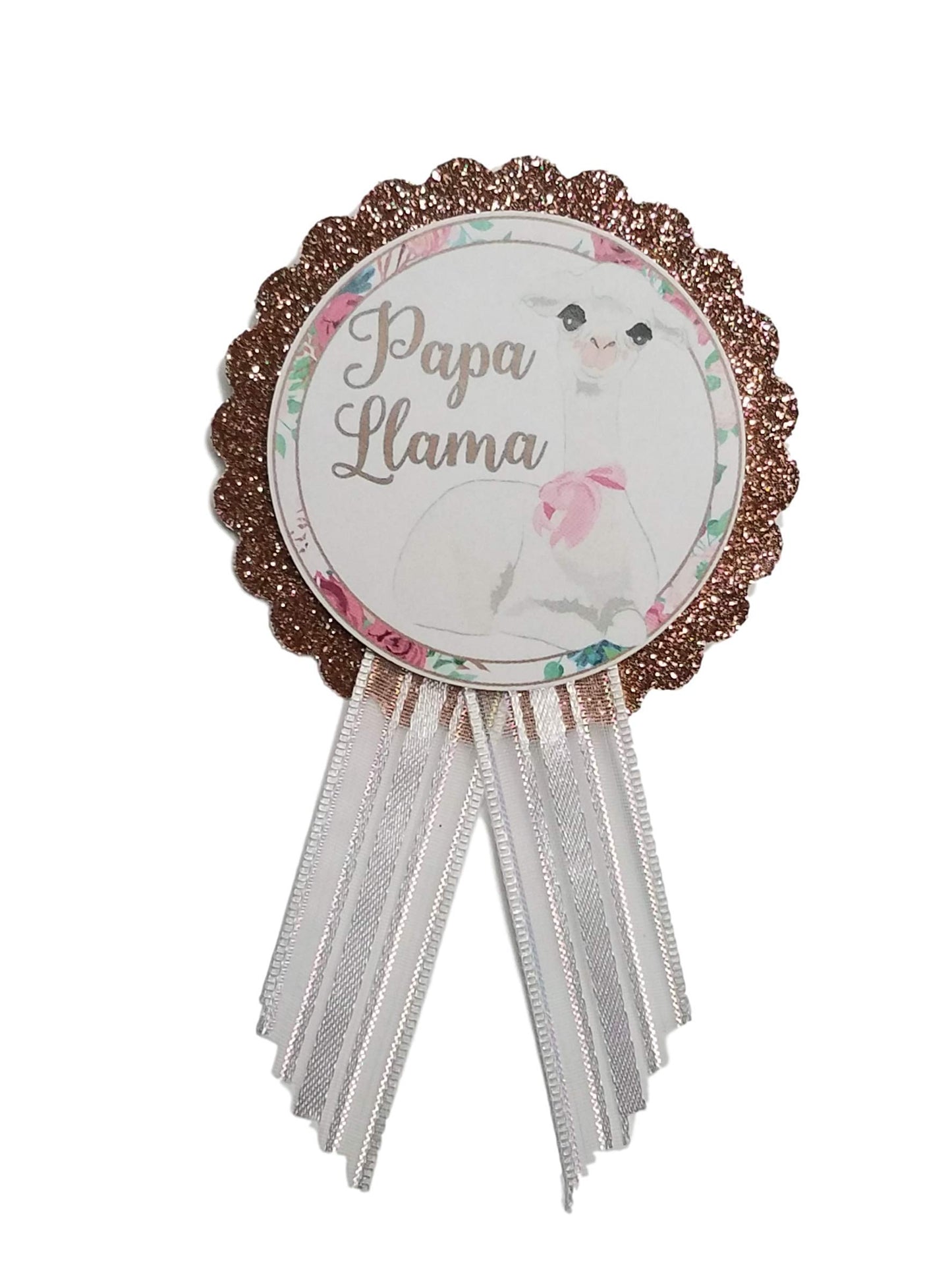 Daddy to Be Pin Llama Baby Shower Pin para papá, blanco y oro rosa, It's a Girl, It's a Boy Baby Sprinkle