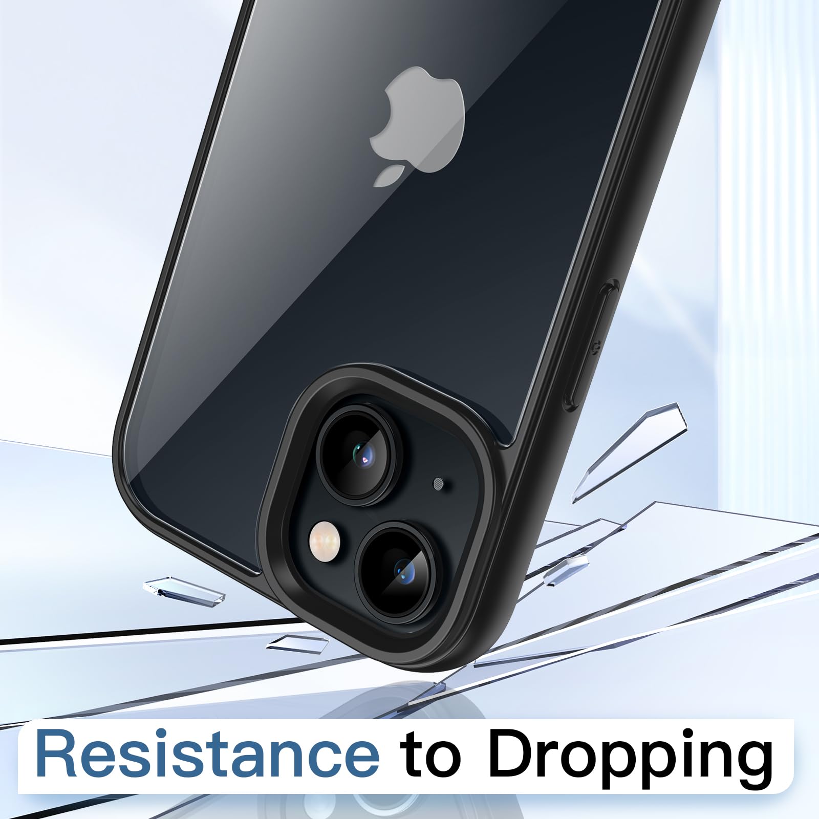 JETech Funda para iPhone 13 6.1 Pulgadas, Carcasa Antigolpes, Marco de TPU Mate Color Sólido, Anti-Arañazos Respaldo Transparente (Negro)