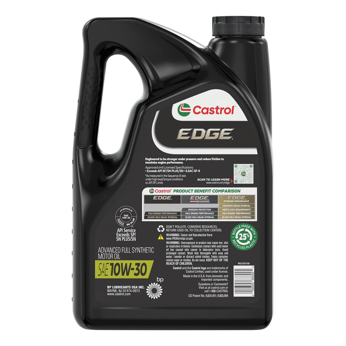 Aceite de Motor Castrol Edge 10W-30 sintético Completo 5 Cuartos de galón