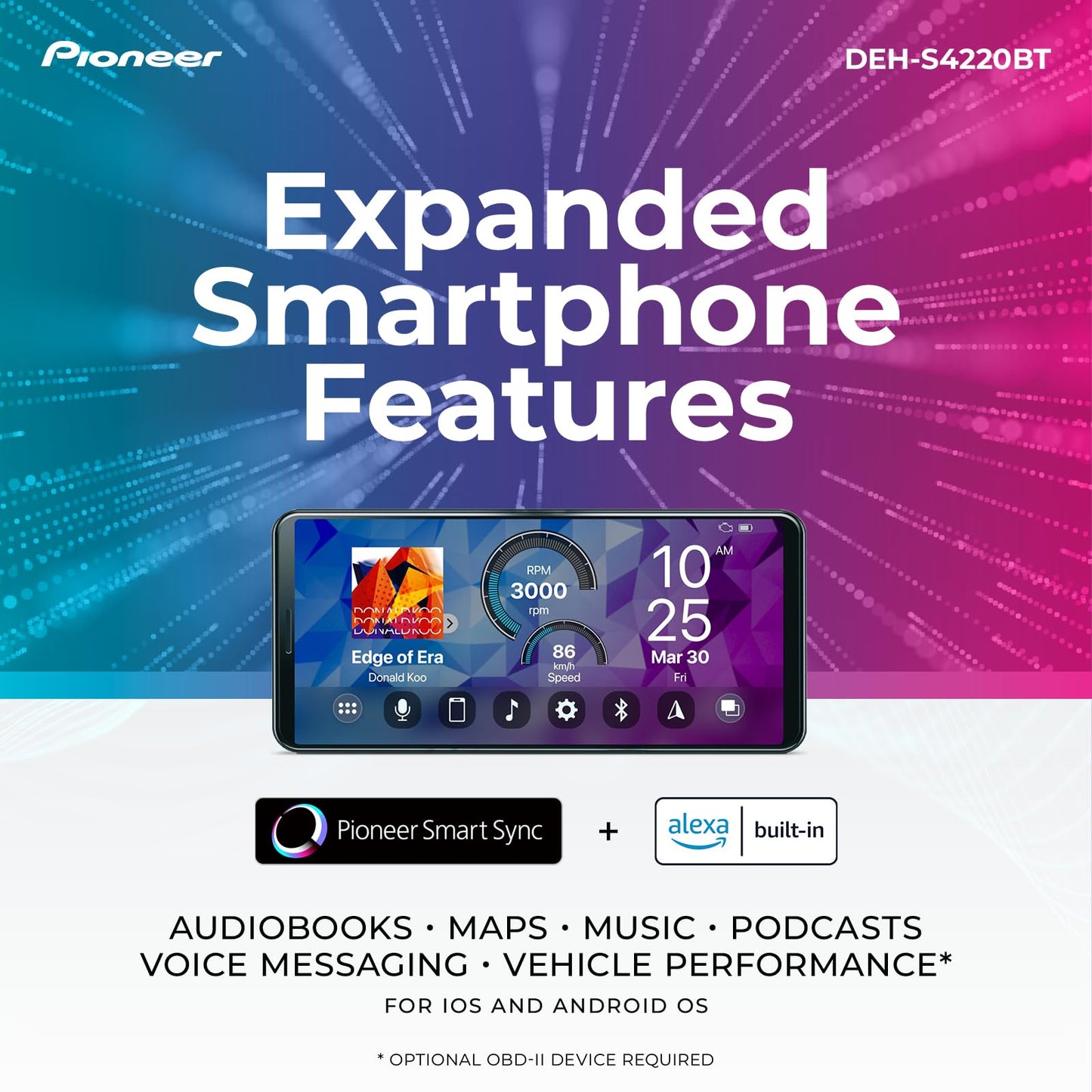 Pioneer Receptor de CD negro con Bluetooth incorporado