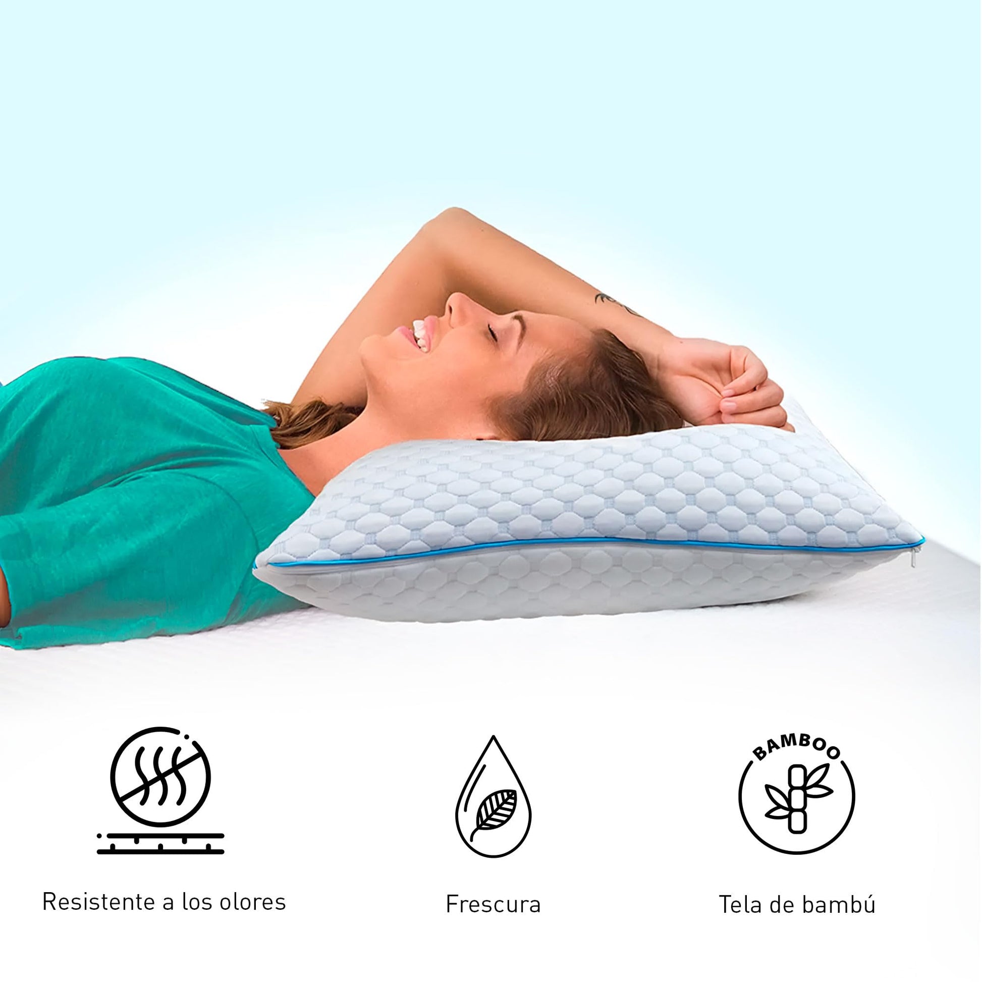Bluelander Almohada Memory Foam, 100% Memory Foam, Suavidad, 64 * 45 Cm, Frescura, Moldeables, Comodidad Garantizada, Hipoalergénica y Antibacterial, Soporte, Funda Lavable (1)