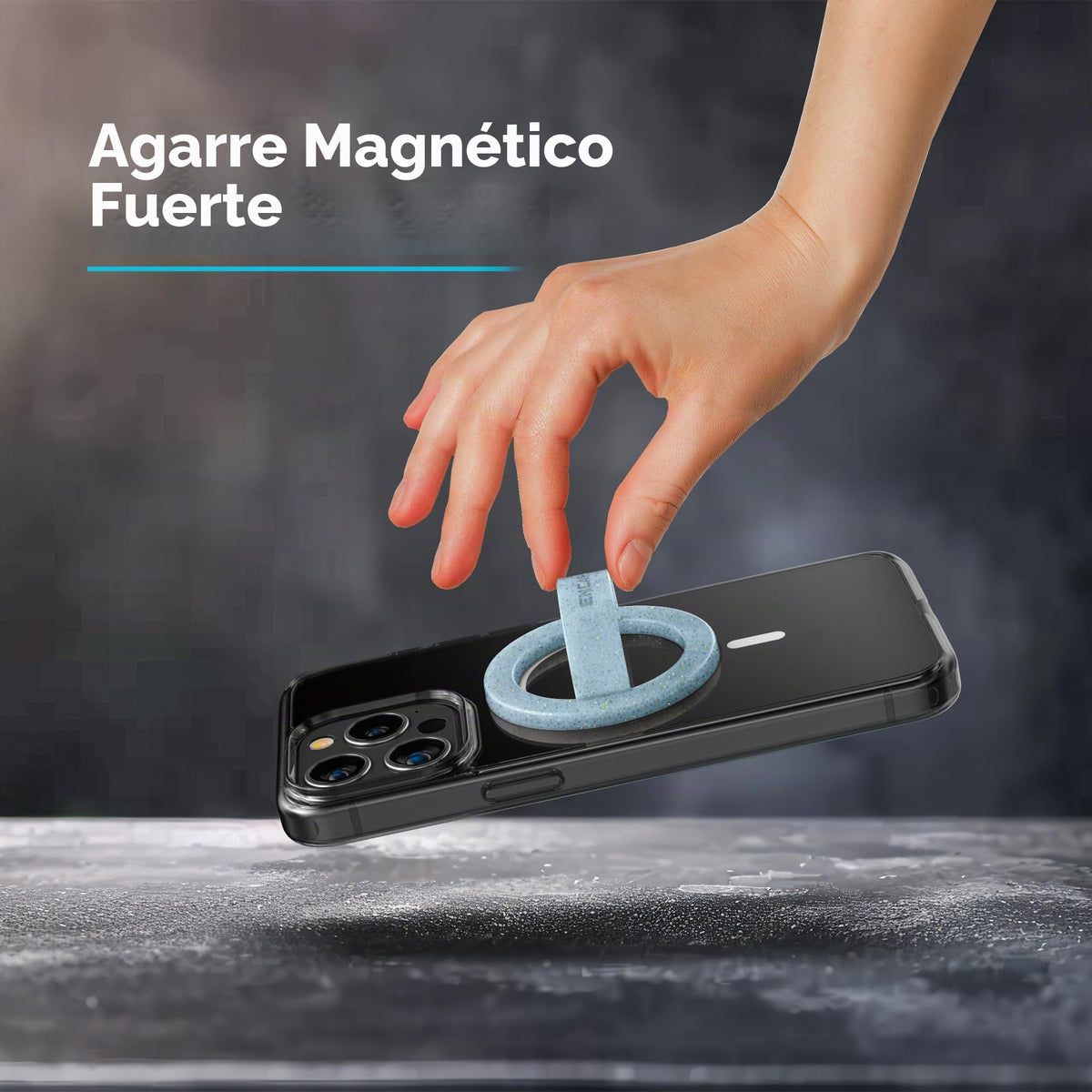 Anillo Magnético de Silicona Encased Azul con Brillos para iPhone MagSafe