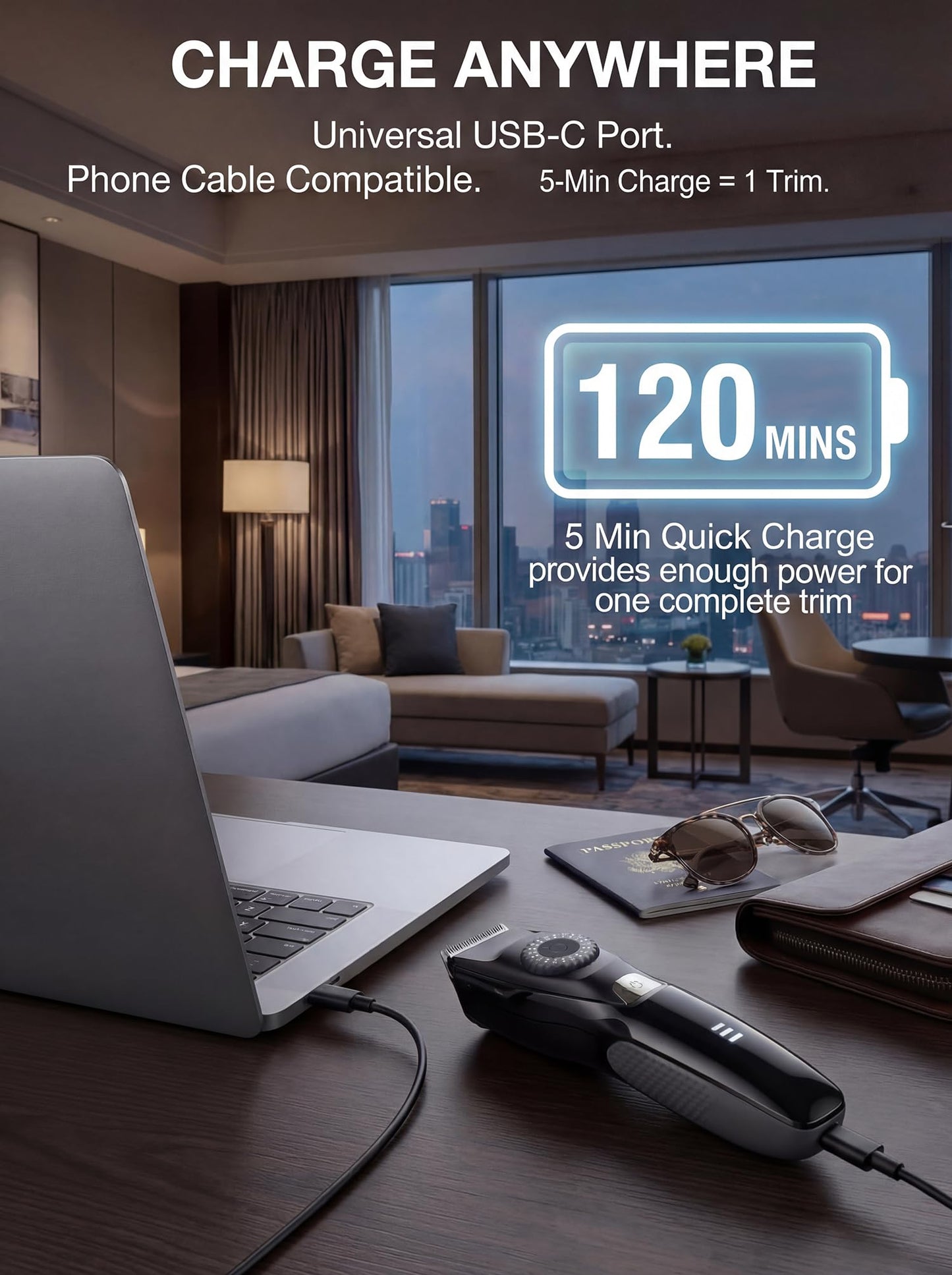 Voukad - Cortadora eléctrica de barba de 40 precisiones para hombres, para barba, bigote, pelo de cara y oreja, cortadora multiserie, impermeable, carga USB C, bolsa suave (gris + negro)