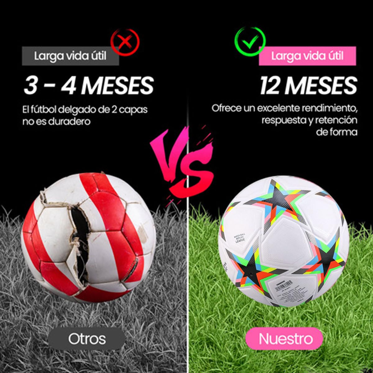Balón de fútbol QMCZLA blanco Entrenamiento Juvenil tamaño 5 con Red de Pasador para niños y adultos