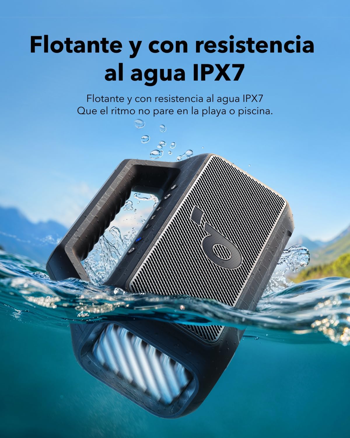 Soundcore by Anker Boom 2 Bocina Bluetooth Portatil, 24h de Reproducción, Potencia 80W RMS con BassUp, Sincroniza +100 Altavoces, IPX7 Flotante, Altavoz Inalámbrico, Party Box