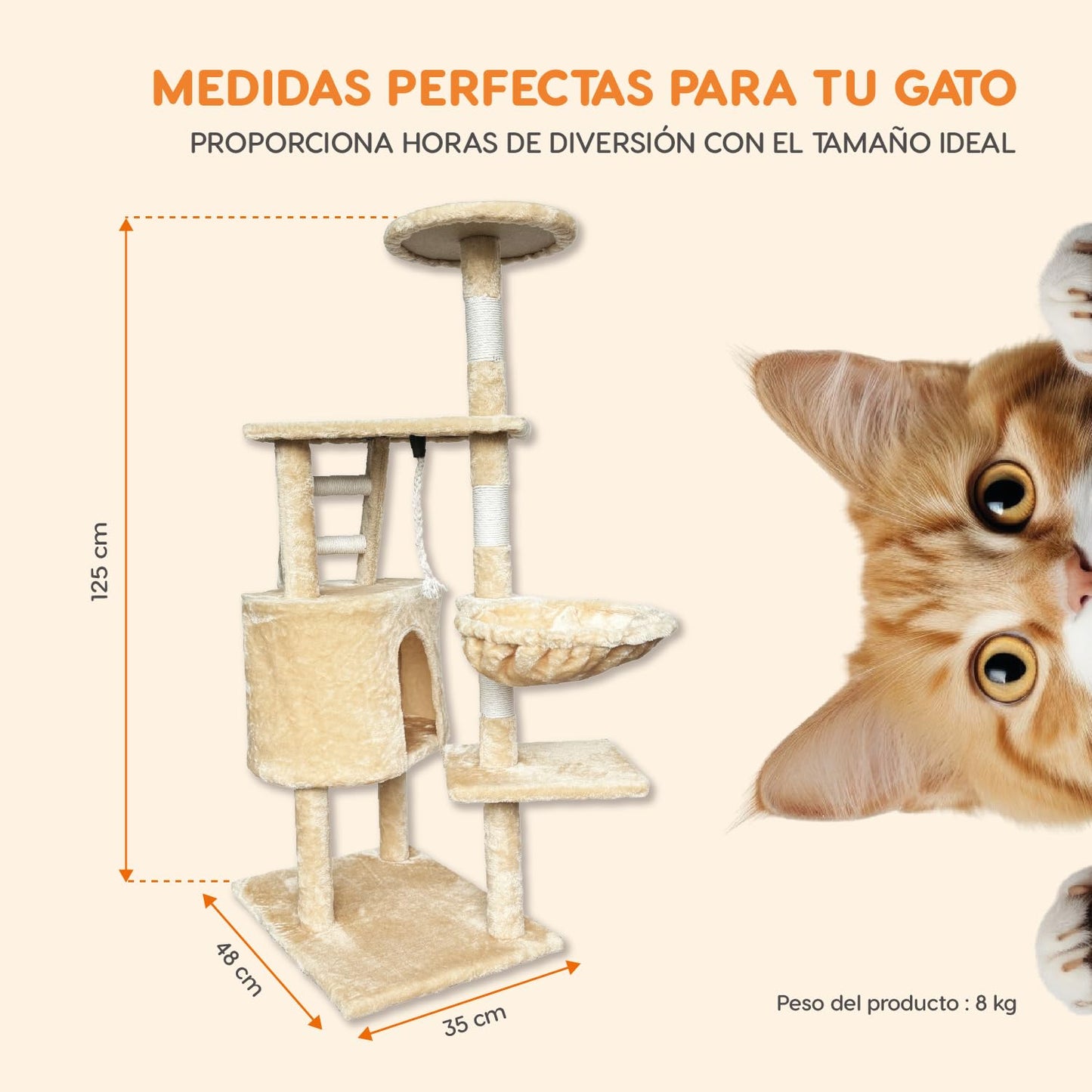 Mueble Rascador para Gato POLI PETS Bambino Multifuncional con Felpa Suave