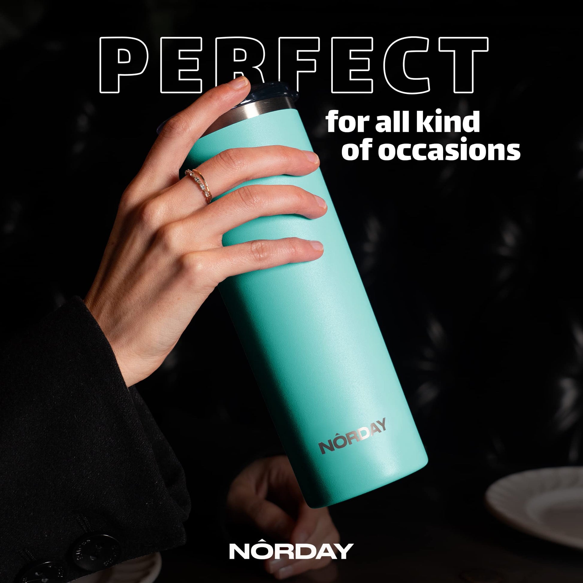Vaso Térmico NORDAY Aqua Acero Inoxidable Doble Pared para Viaje 22 oz Antiderrame para Mujer y Hombre