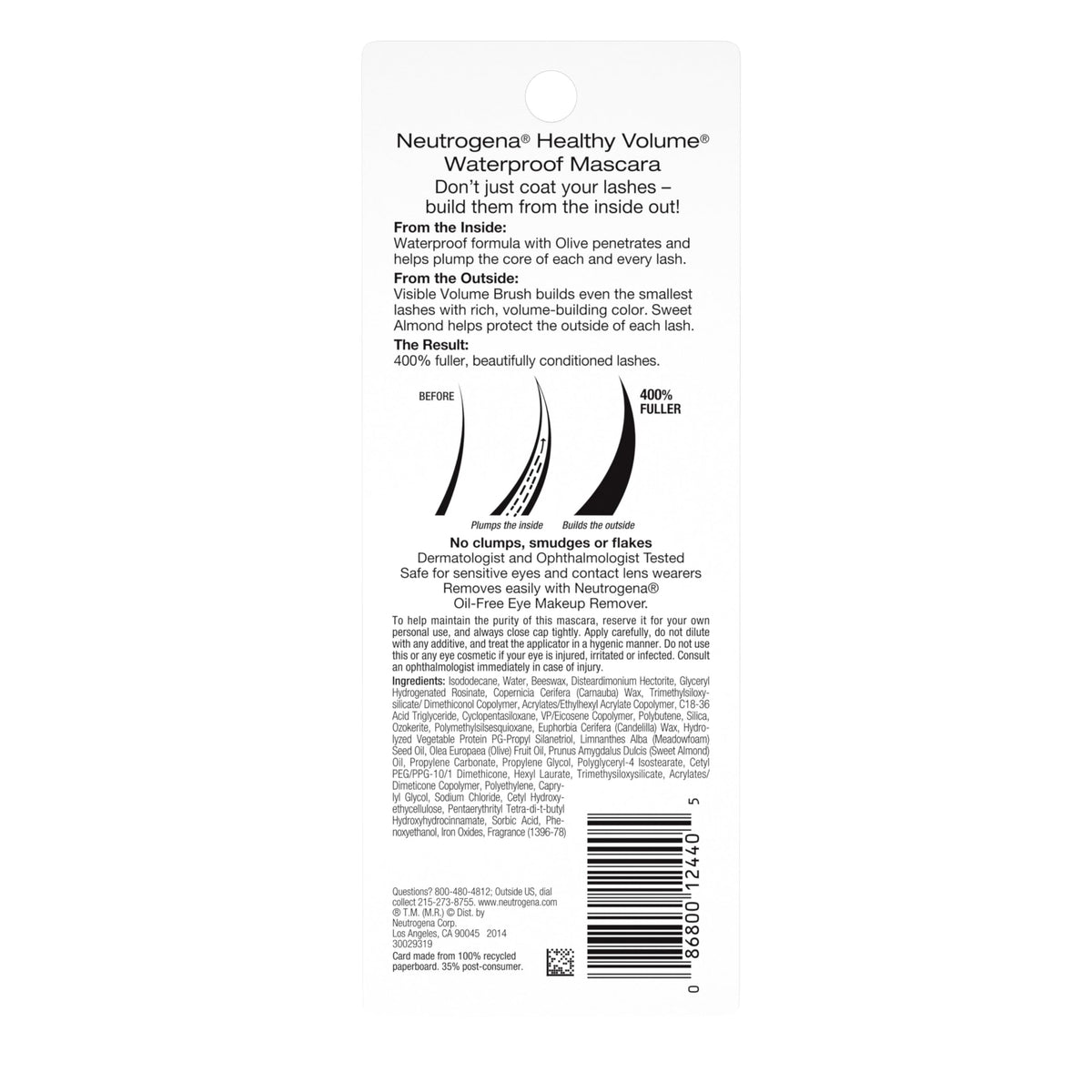 Neutrogena Healthy Volume Waterproof Mascara, Black/Brown 08, .21 Oz. (Pack of 2)