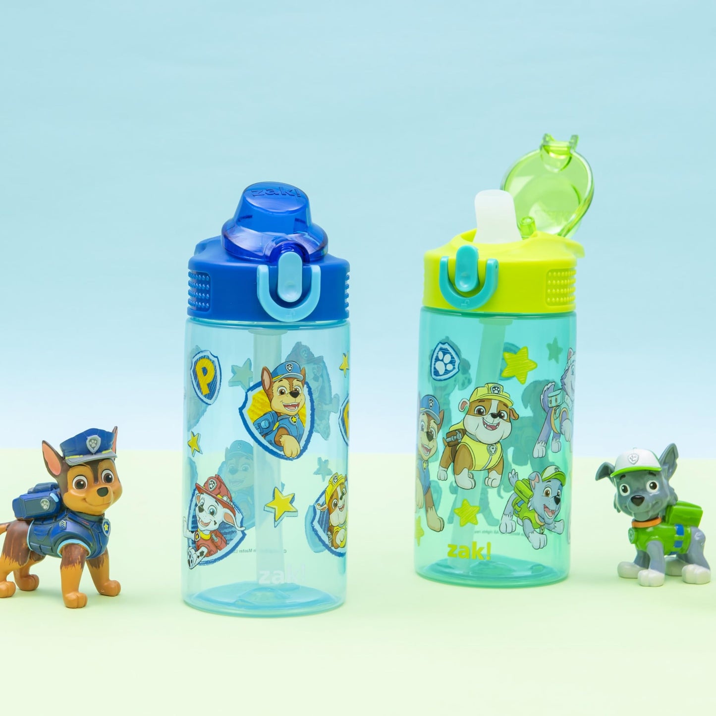 Botella de Agua Zak Designs Patrulla Canina con Popote y Mango a Prueba de Fugas para Niños