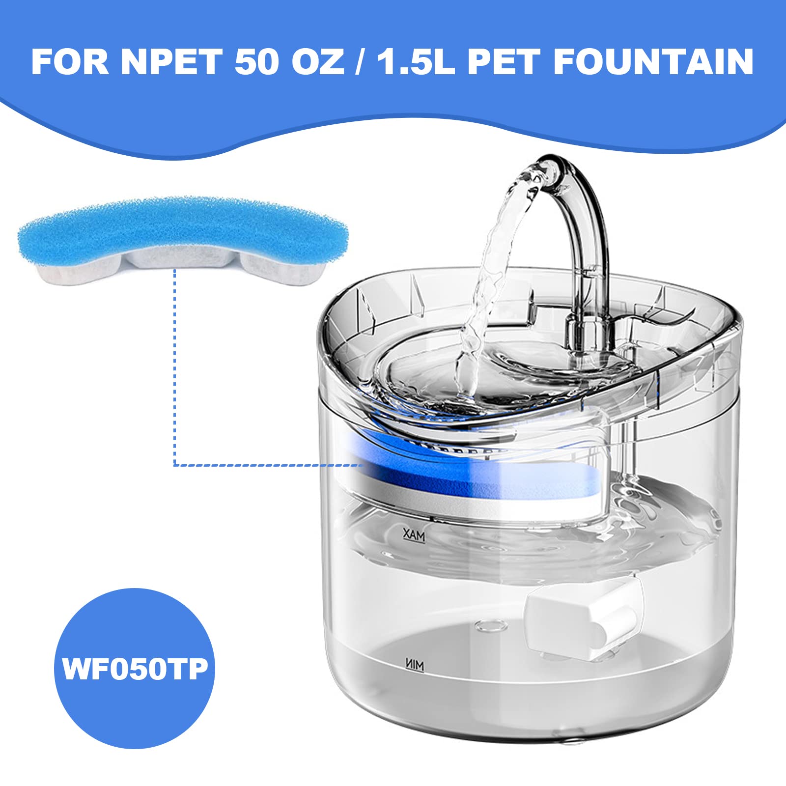 Dukars Filtros de fuente de agua para gatos, 16 piezas, 1.5 L